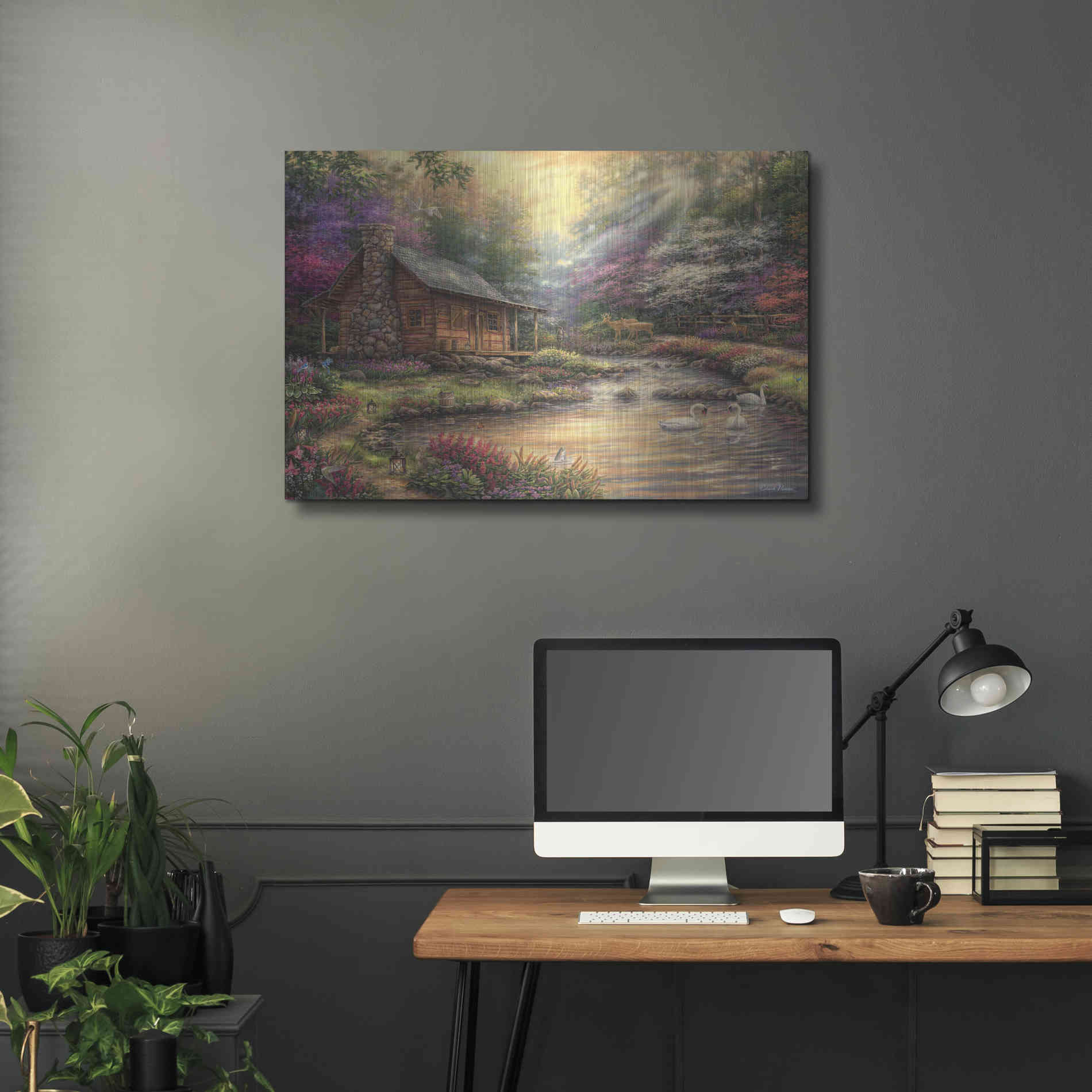 Luxe Metal Art 'Brookside Retreat' by Chuck Pinson, Metal Wall Art,36x24