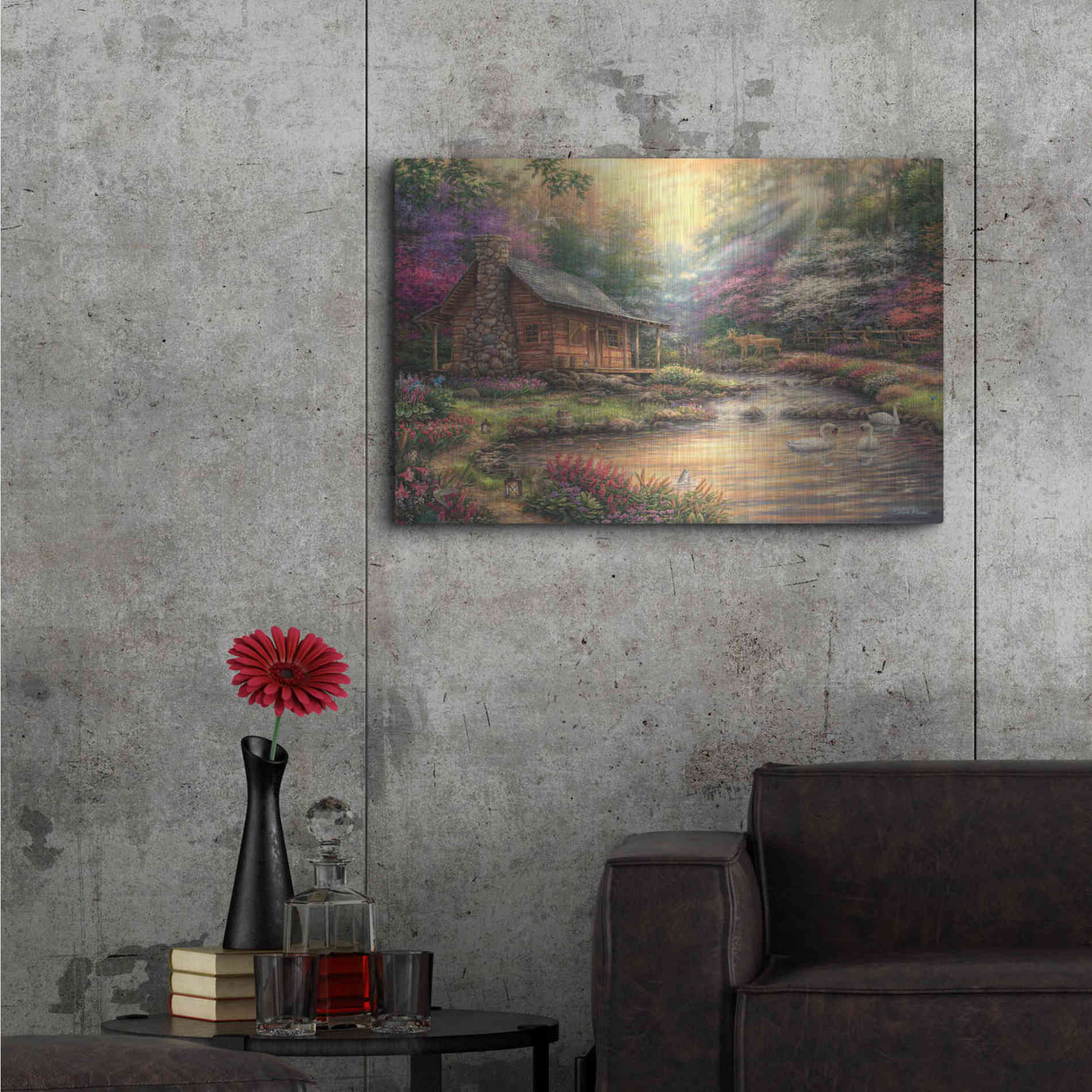 Luxe Metal Art 'Brookside Retreat' by Chuck Pinson, Metal Wall Art,36x24