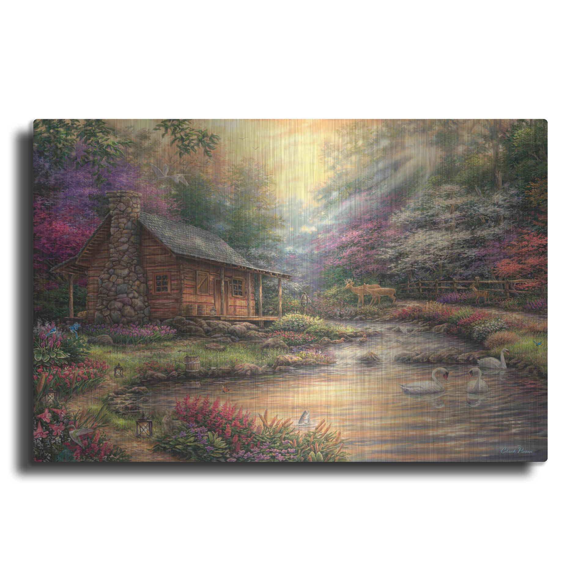 Luxe Metal Art 'Brookside Retreat' by Chuck Pinson, Metal Wall Art