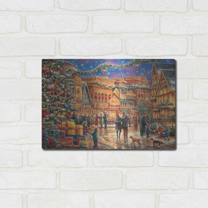 Luxe Metal Art 'Christmas at Town Square' by Chuck Pinson, Metal Wall Art,16x12
