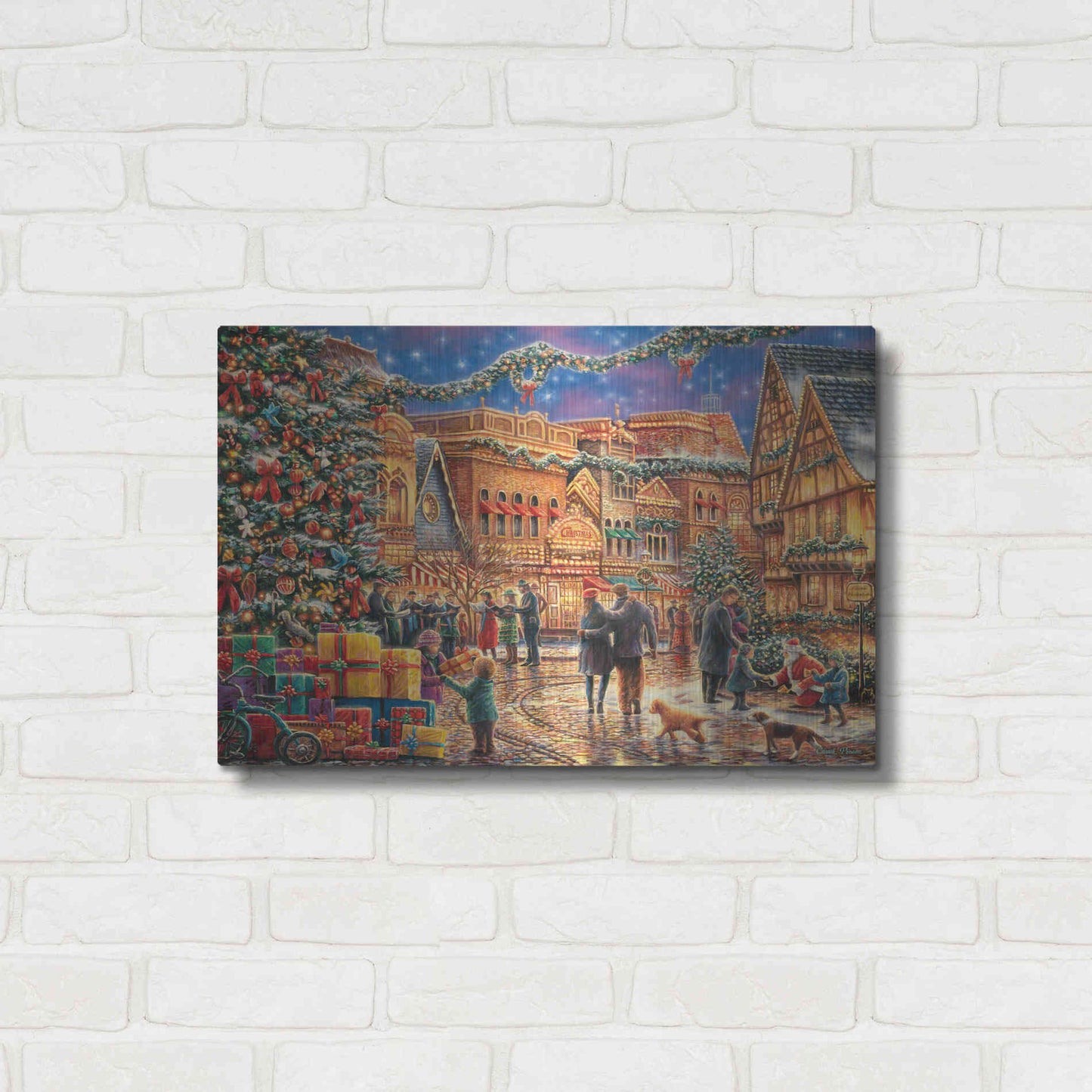 Luxe Metal Art 'Christmas at Town Square' by Chuck Pinson, Metal Wall Art,24x16
