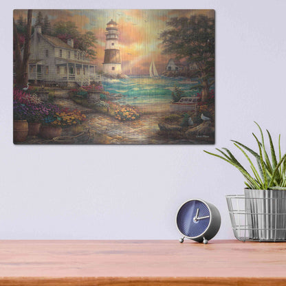 Luxe Metal Art 'Cottage' by the Sea' by Chuck Pinson, Metal Wall Art,16x12