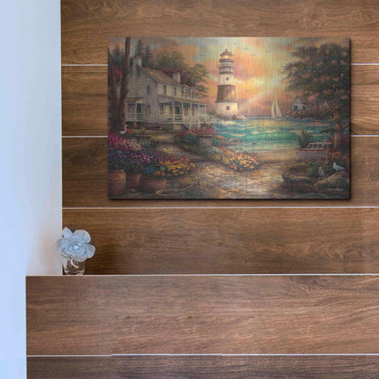 Luxe Metal Art 'Cottage' by the Sea' by Chuck Pinson, Metal Wall Art,16x12