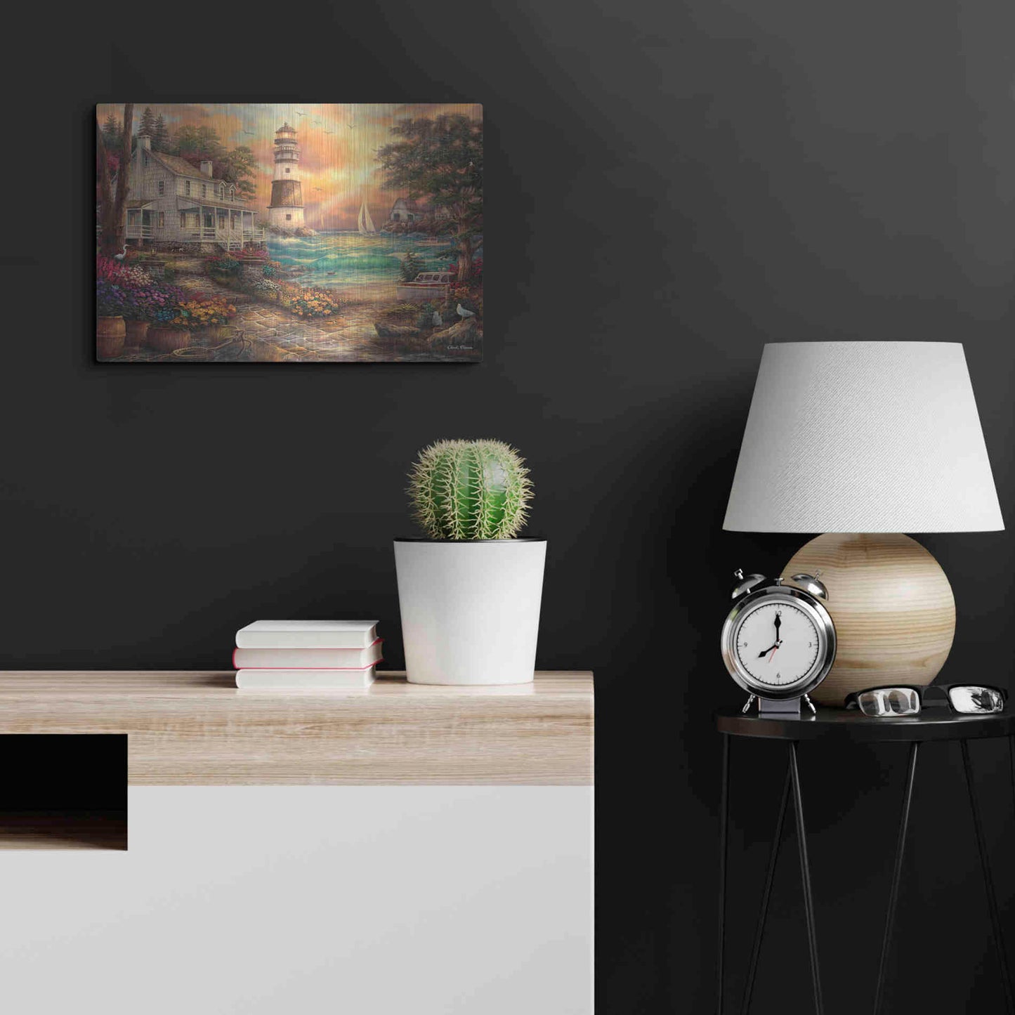 Luxe Metal Art 'Cottage' by the Sea' by Chuck Pinson, Metal Wall Art,24x16