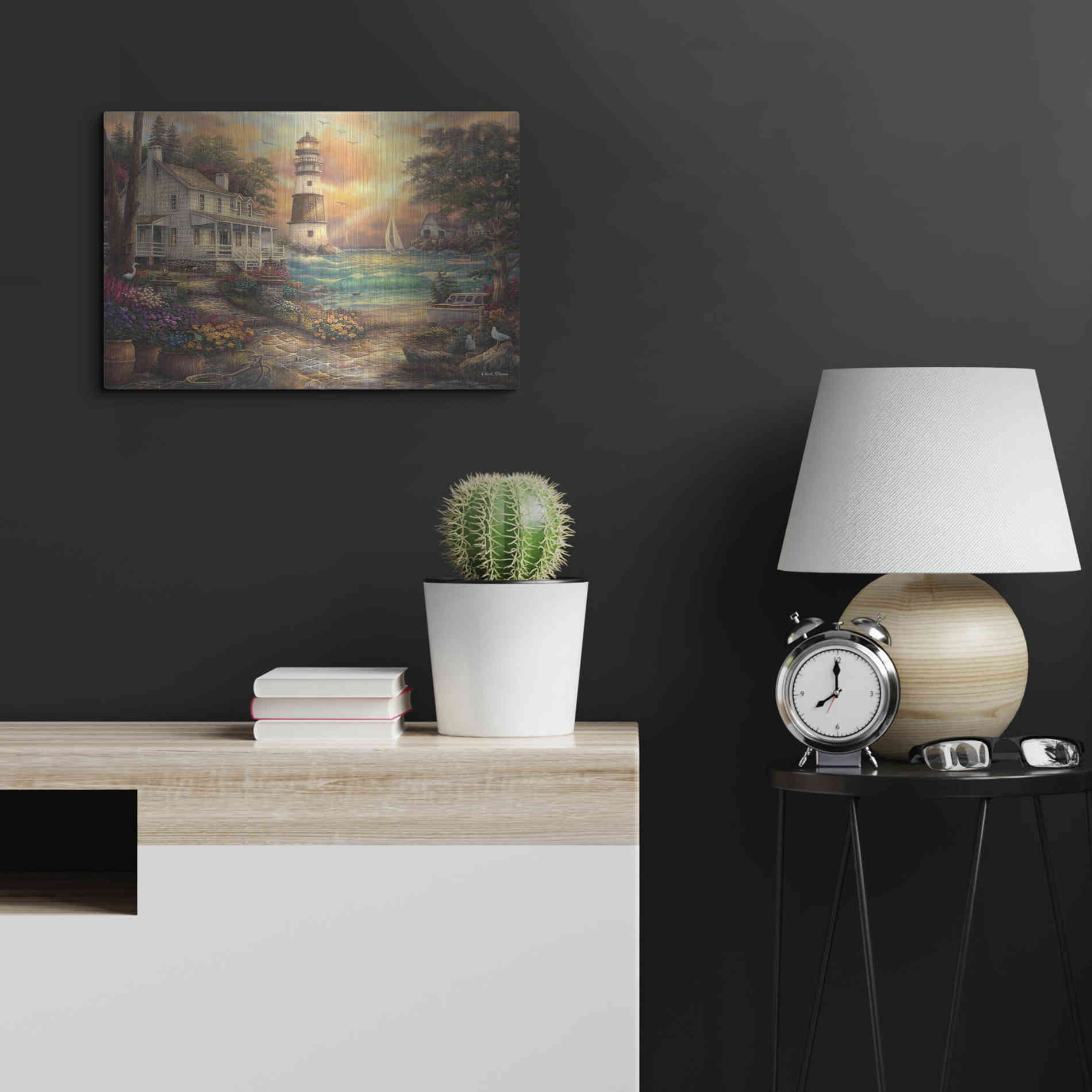 Luxe Metal Art 'Cottage' by the Sea' by Chuck Pinson, Metal Wall Art,24x16