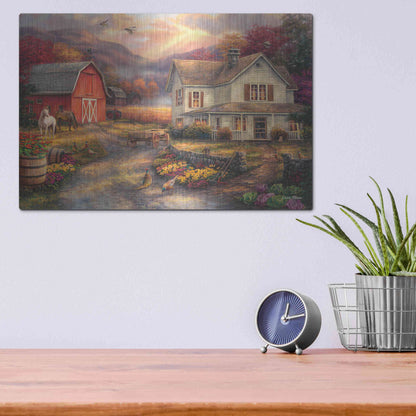 Luxe Metal Art 'Relaxing on the Farm' by Chuck Pinson, Metal Wall Art,16x12