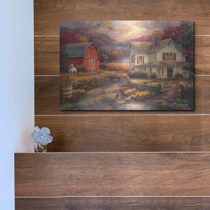 Luxe Metal Art 'Relaxing on the Farm' by Chuck Pinson, Metal Wall Art,16x12