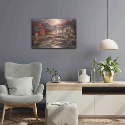 Luxe Metal Art 'Relaxing on the Farm' by Chuck Pinson, Metal Wall Art,24x16