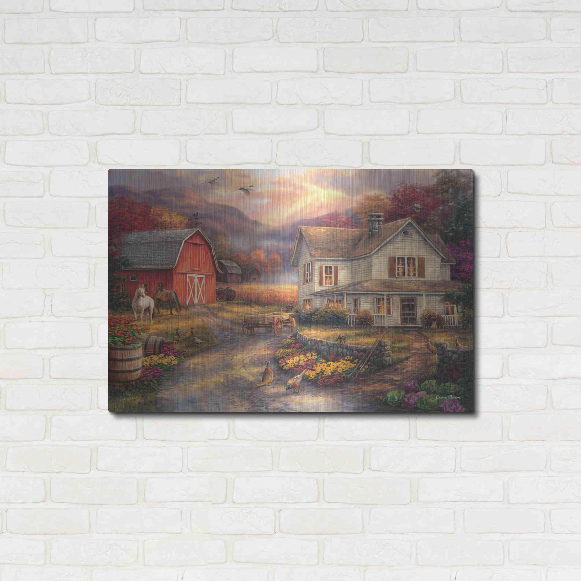 Luxe Metal Art 'Relaxing on the Farm' by Chuck Pinson, Metal Wall Art,36x24