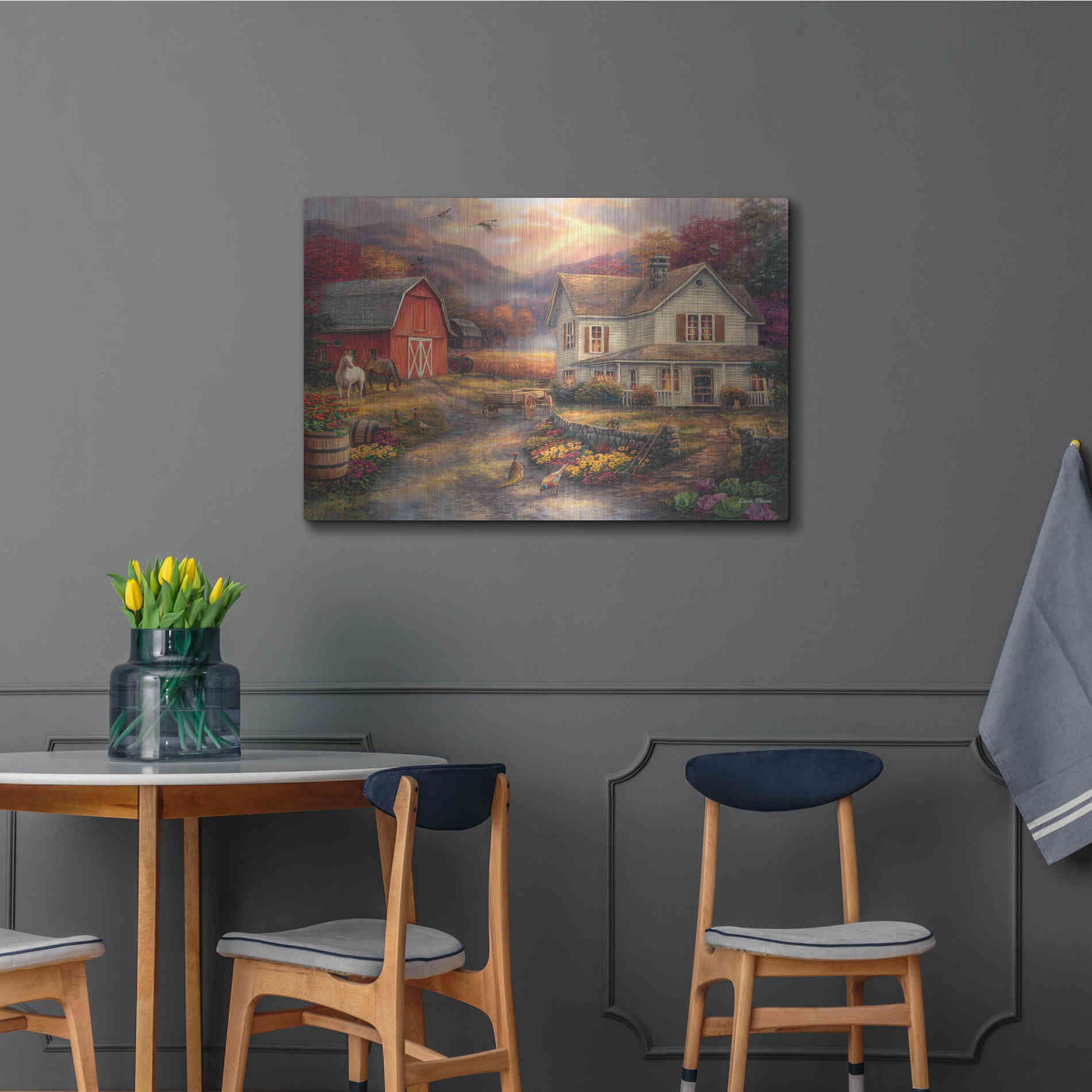 Luxe Metal Art 'Relaxing on the Farm' by Chuck Pinson, Metal Wall Art,36x24
