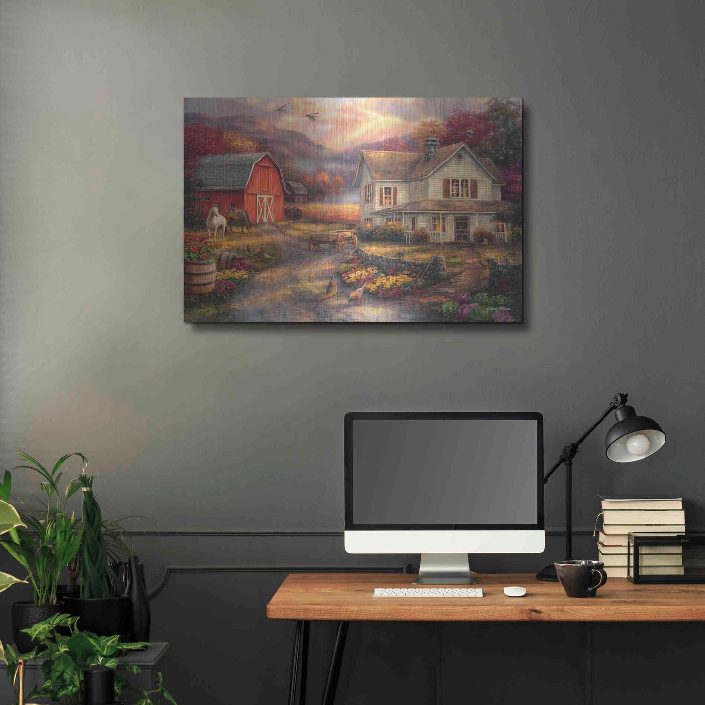 Luxe Metal Art 'Relaxing on the Farm' by Chuck Pinson, Metal Wall Art,36x24