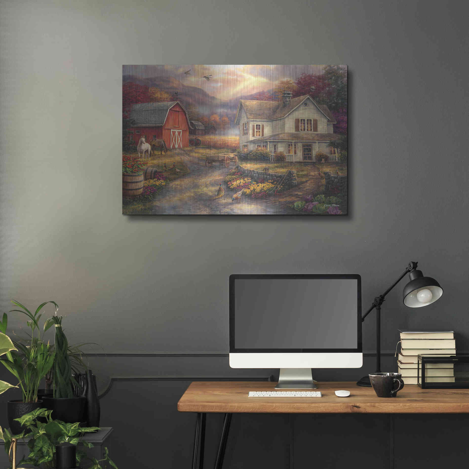 Luxe Metal Art 'Relaxing on the Farm' by Chuck Pinson, Metal Wall Art,36x24
