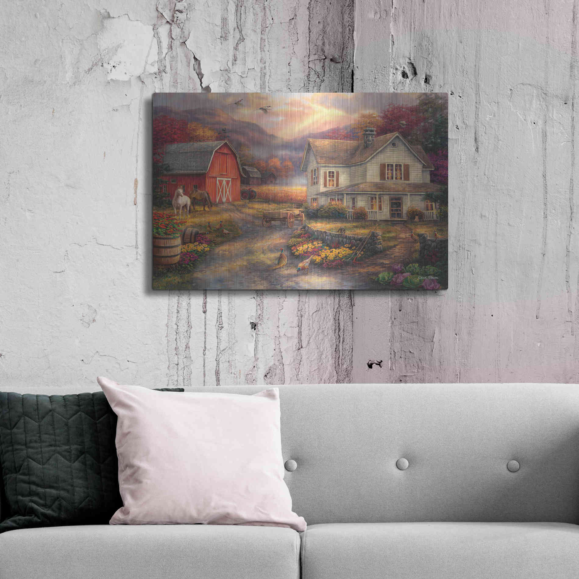 Luxe Metal Art 'Relaxing on the Farm' by Chuck Pinson, Metal Wall Art,36x24