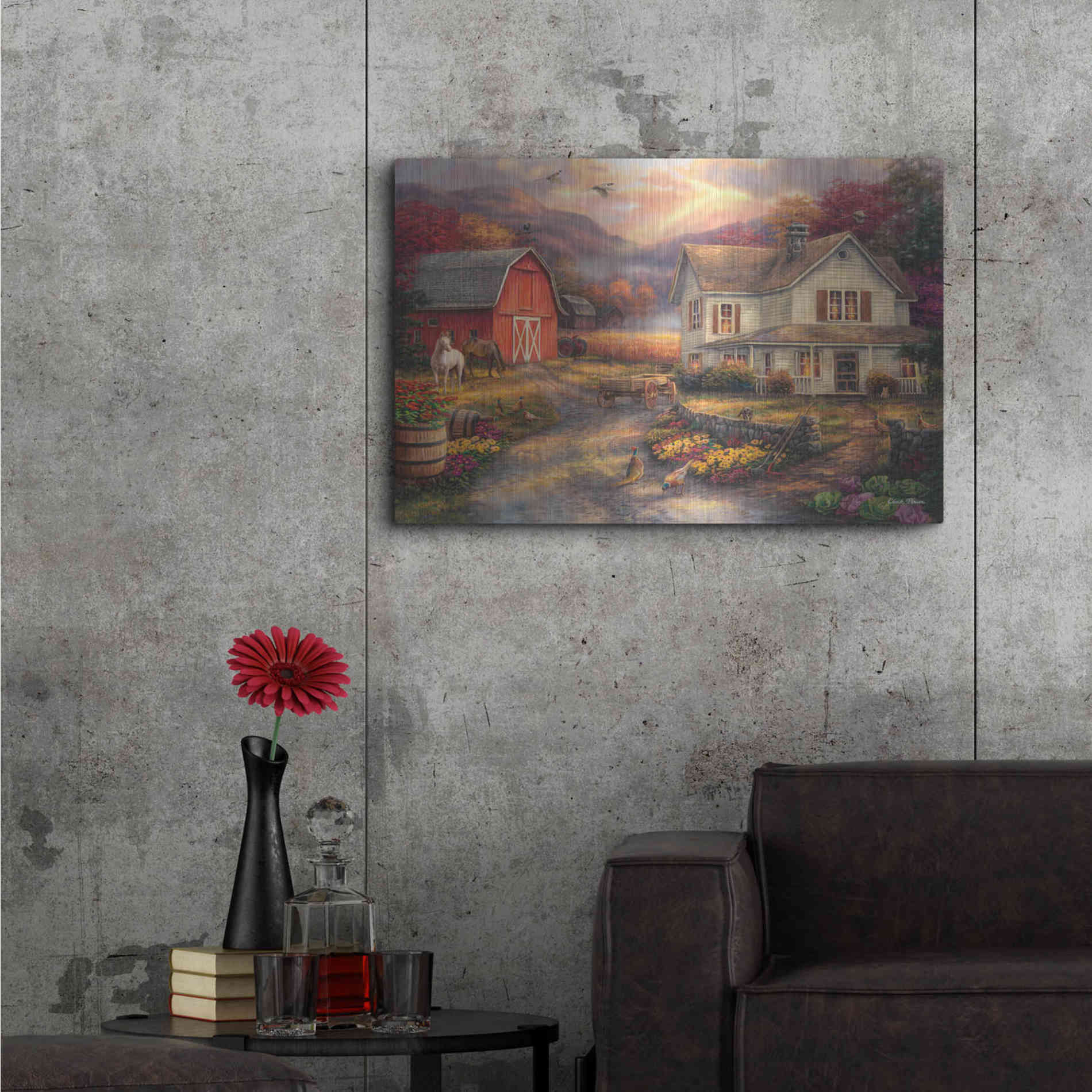 Luxe Metal Art 'Relaxing on the Farm' by Chuck Pinson, Metal Wall Art,36x24