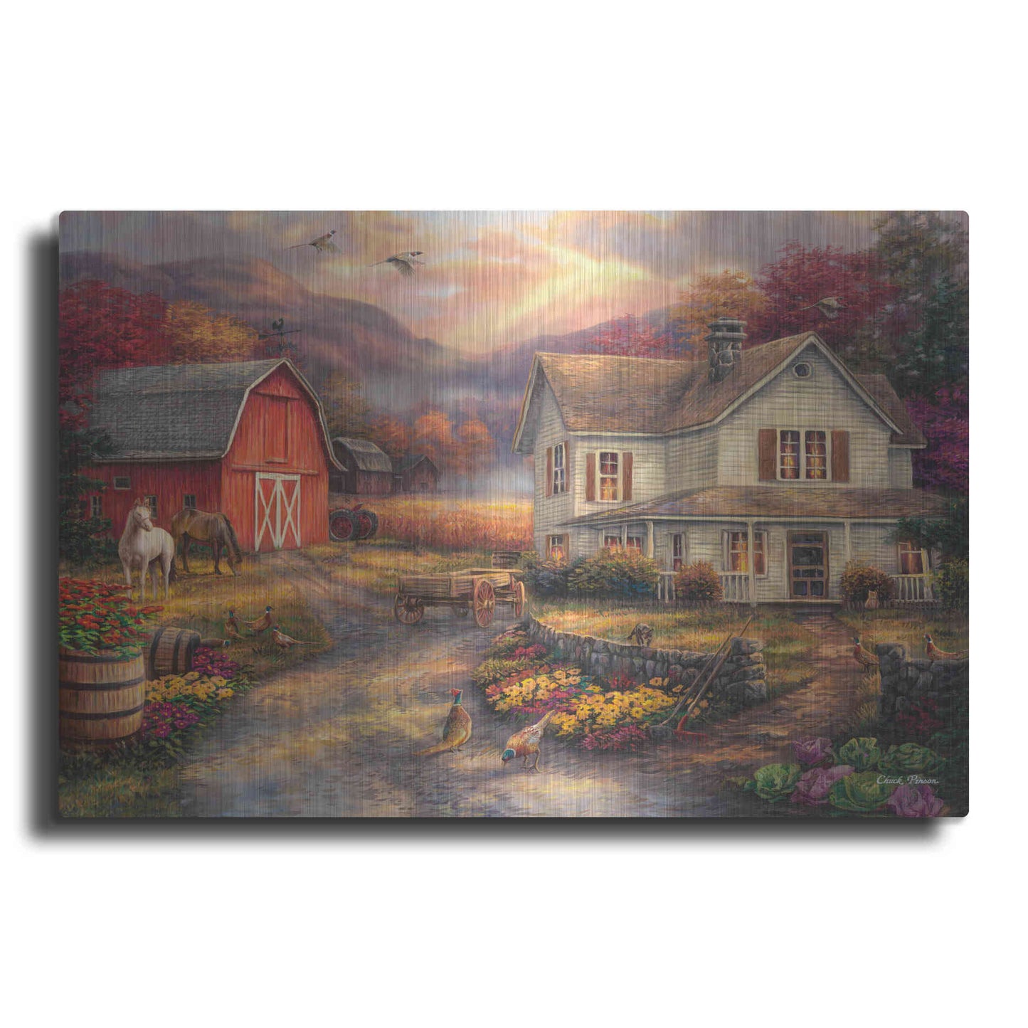 Luxe Metal Art 'Relaxing on the Farm' by Chuck Pinson, Metal Wall Art