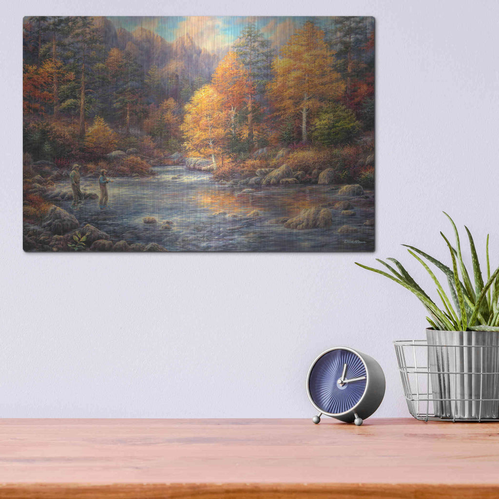 Luxe Metal Art 'Fly Fishing Legacy' by Chuck Pinson, Metal Wall Art,16x12