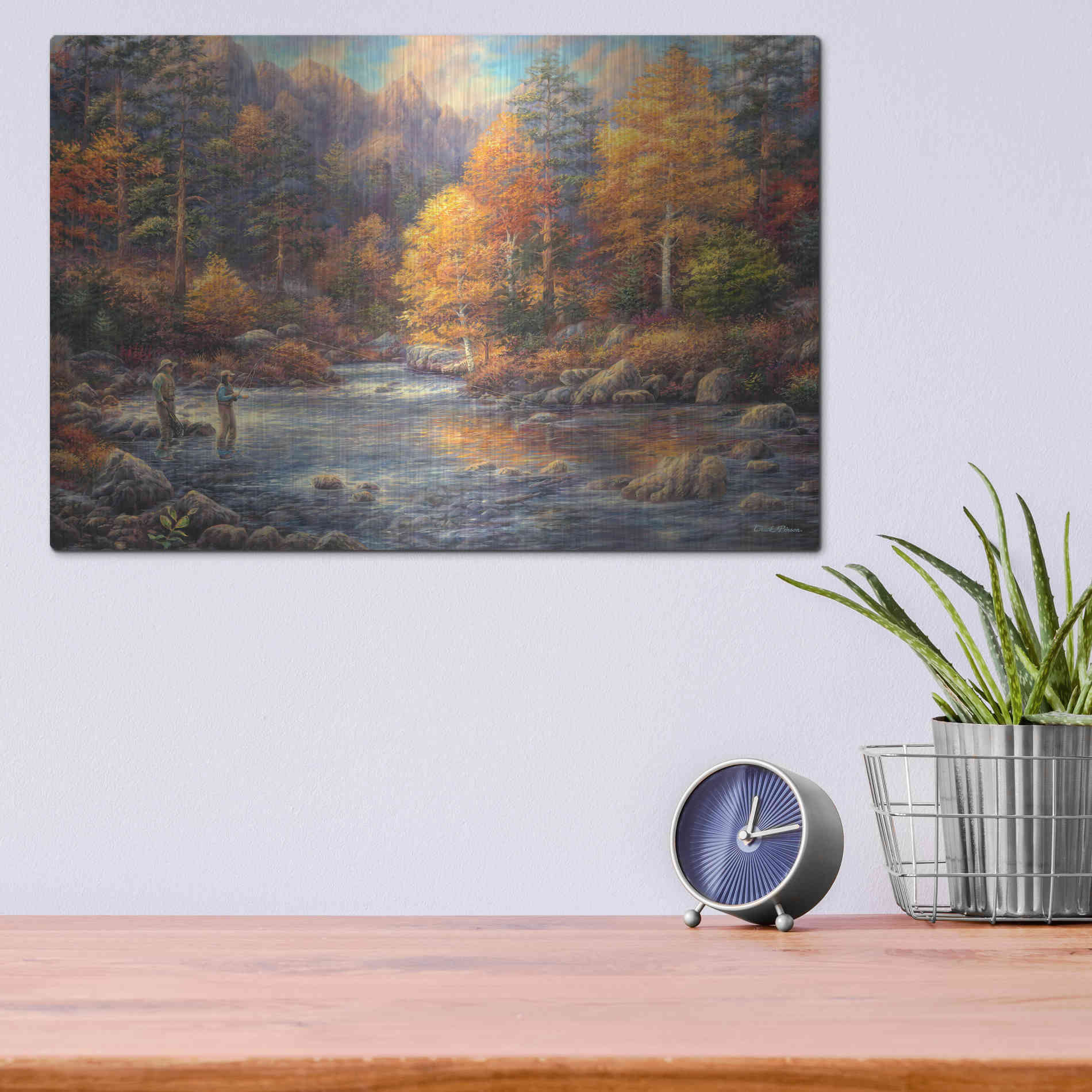 Luxe Metal Art 'Fly Fishing Legacy' by Chuck Pinson, Metal Wall Art,16x12