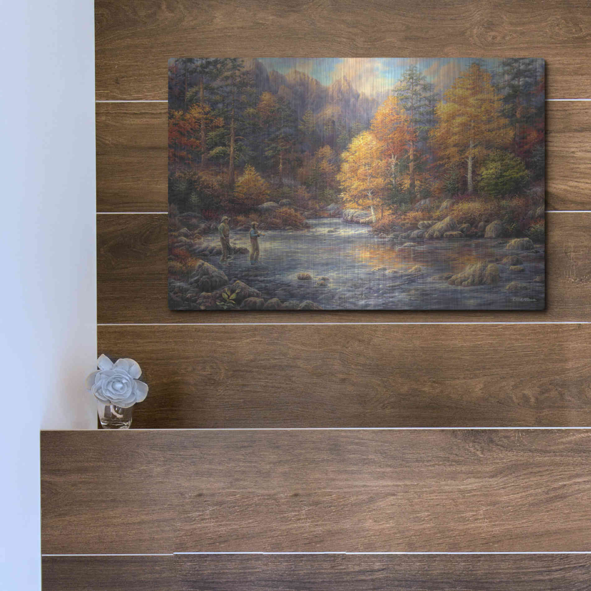 Luxe Metal Art 'Fly Fishing Legacy' by Chuck Pinson, Metal Wall Art,16x12