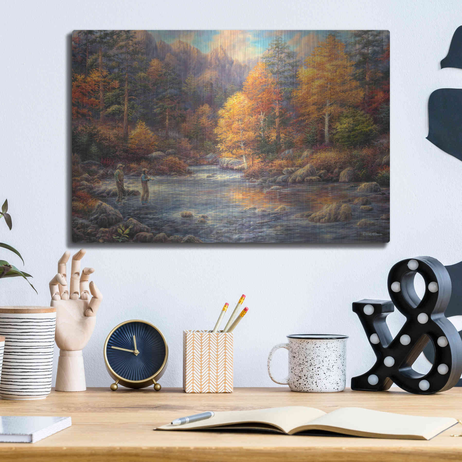 Luxe Metal Art 'Fly Fishing Legacy' by Chuck Pinson, Metal Wall Art,16x12