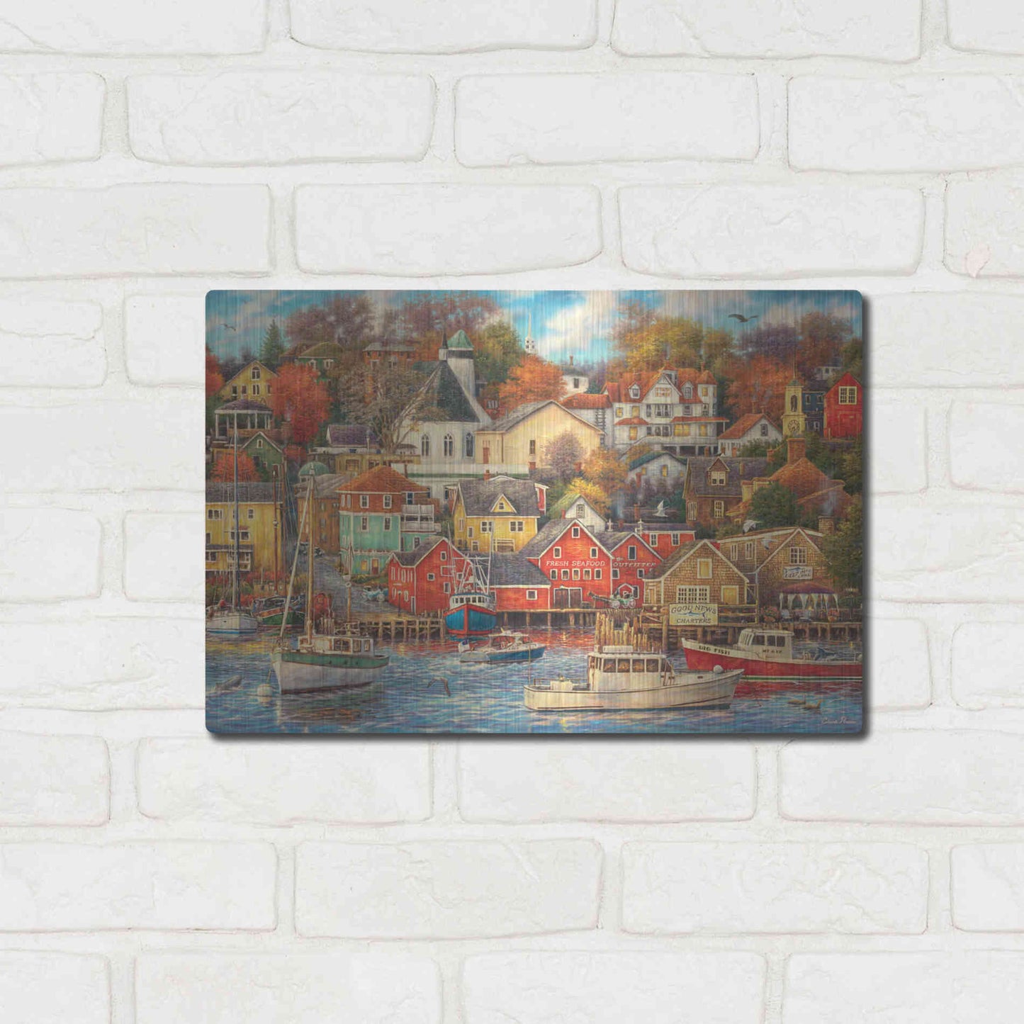 Luxe Metal Art 'Good Times Harbor' by Chuck Pinson, Metal Wall Art,16x12