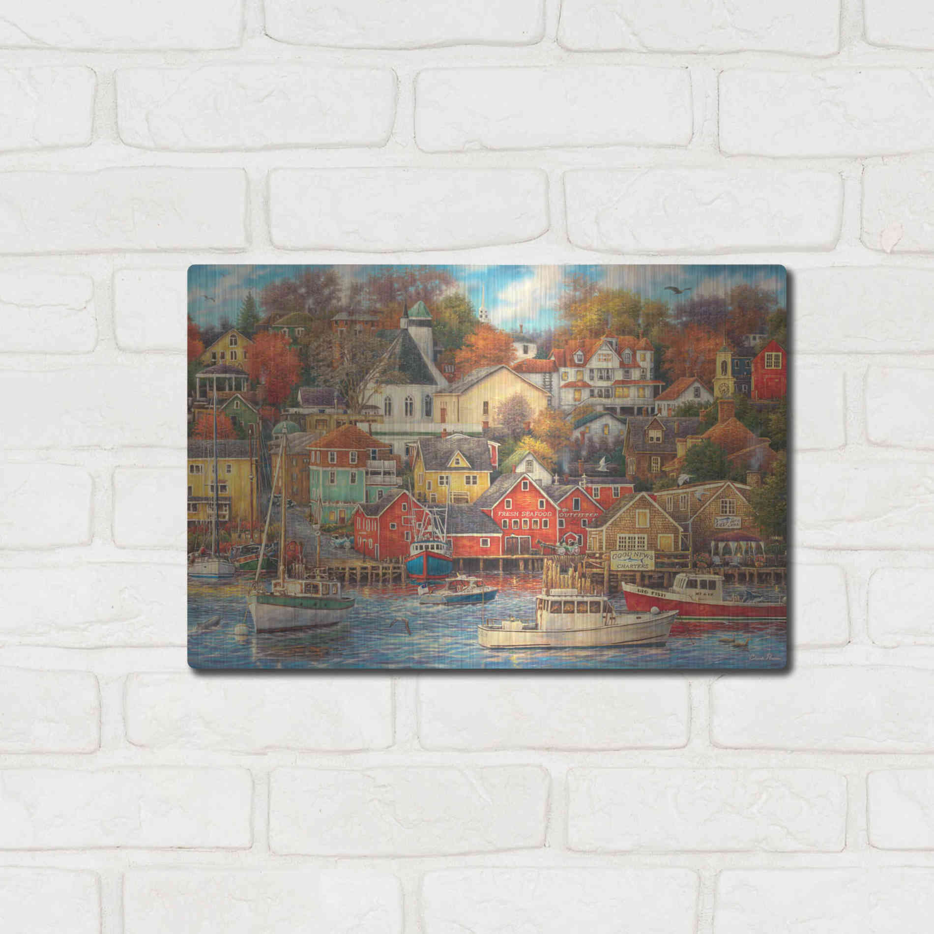 Luxe Metal Art 'Good Times Harbor' by Chuck Pinson, Metal Wall Art,16x12