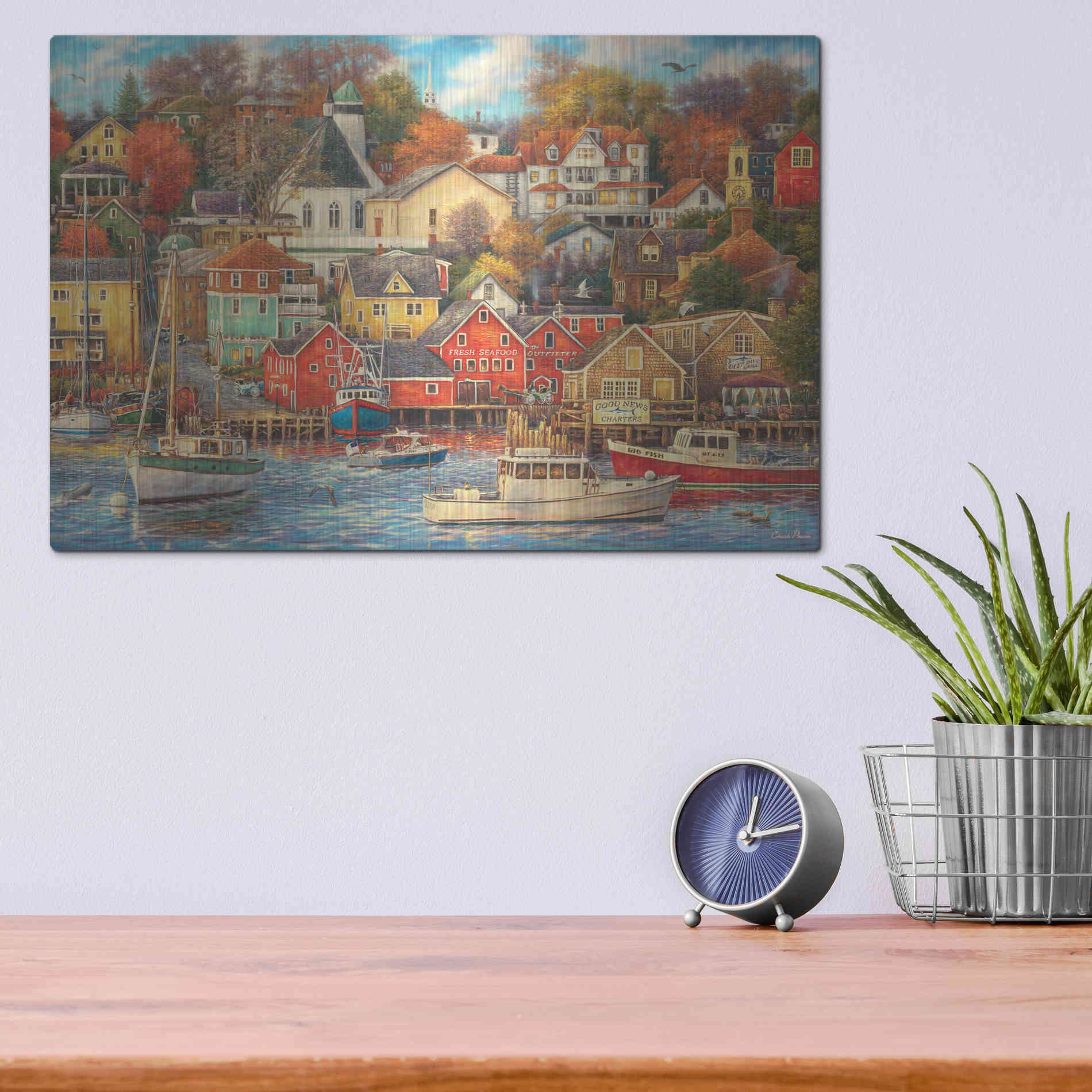 Luxe Metal Art 'Good Times Harbor' by Chuck Pinson, Metal Wall Art,16x12