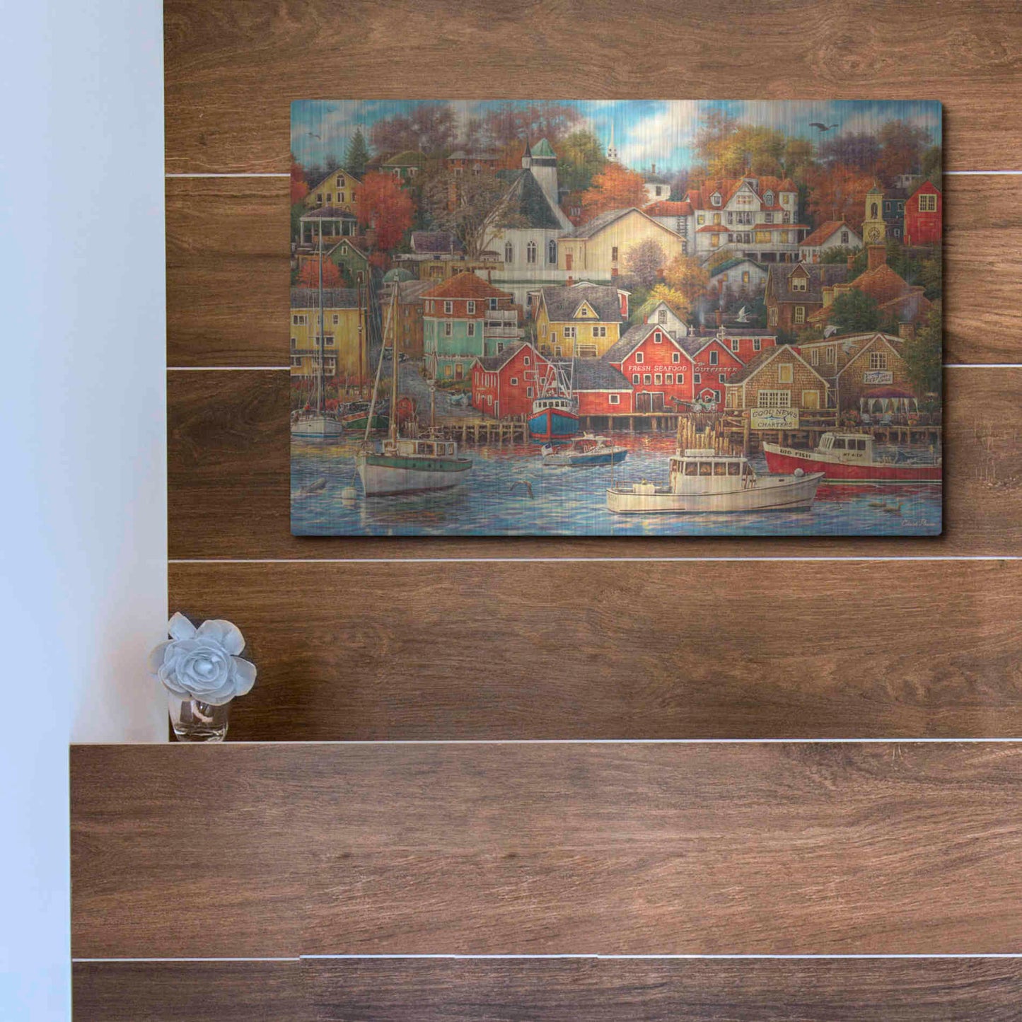 Luxe Metal Art 'Good Times Harbor' by Chuck Pinson, Metal Wall Art,16x12