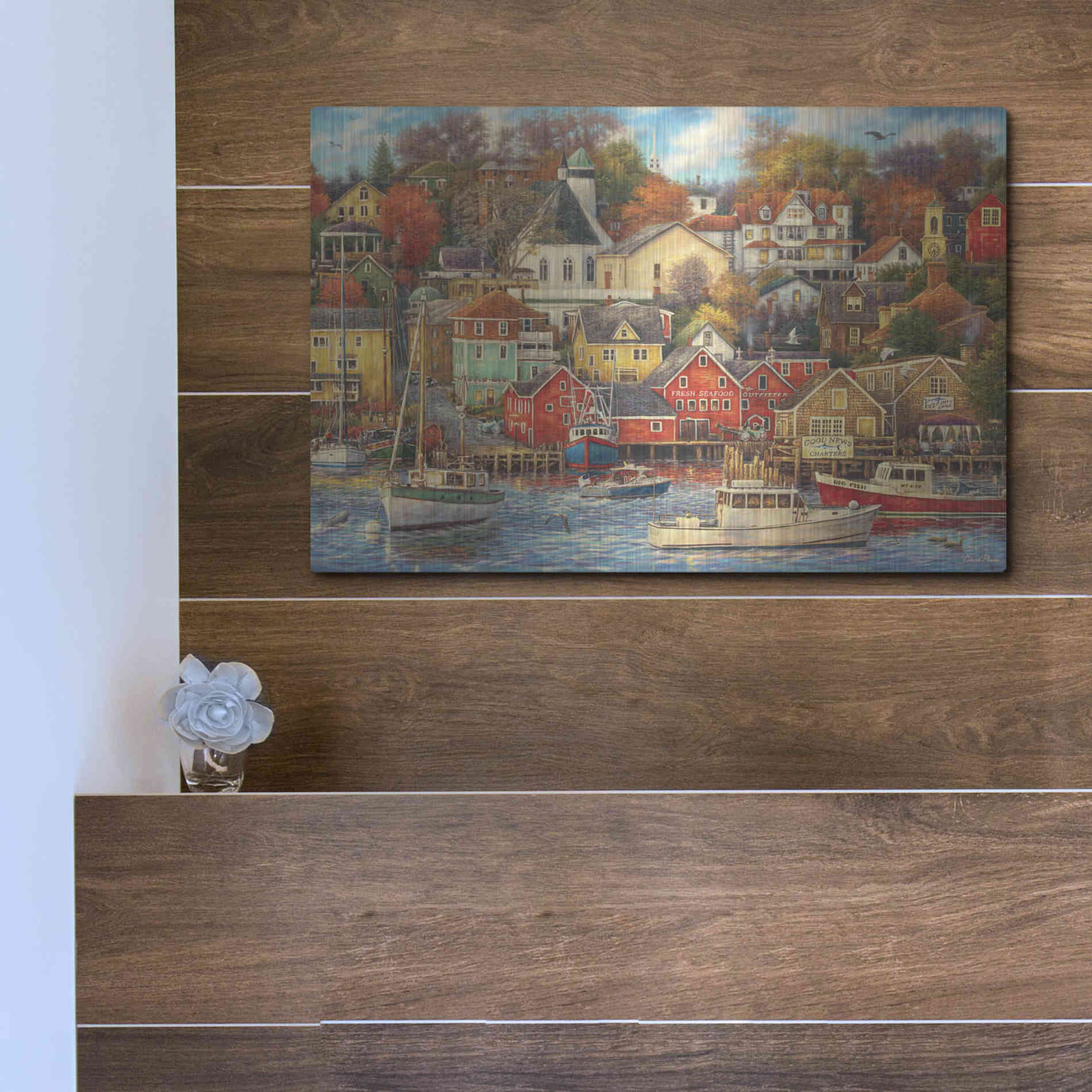 Luxe Metal Art 'Good Times Harbor' by Chuck Pinson, Metal Wall Art,16x12