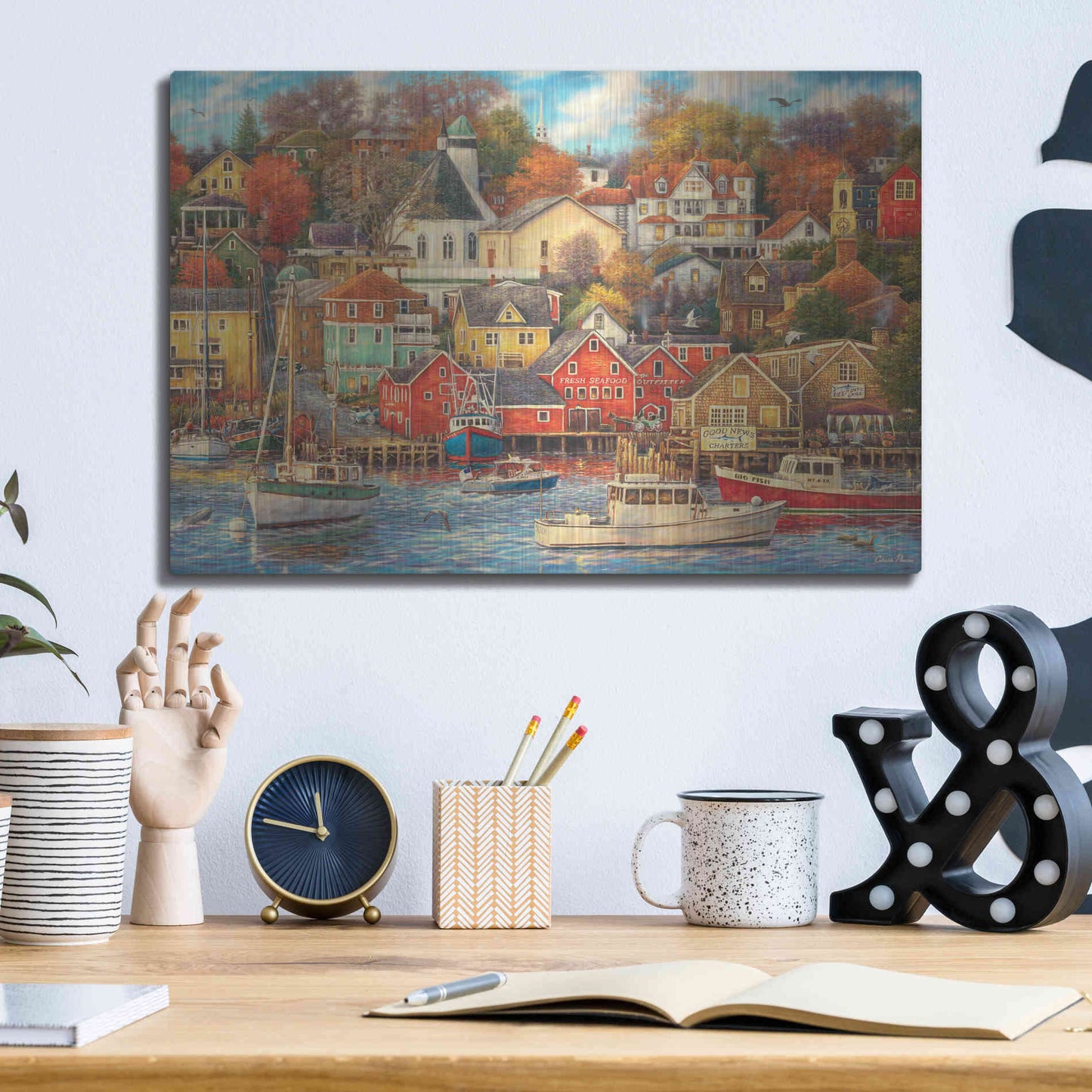 Luxe Metal Art 'Good Times Harbor' by Chuck Pinson, Metal Wall Art,16x12