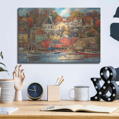 Luxe Metal Art 'Good Times Harbor' by Chuck Pinson, Metal Wall Art,16x12