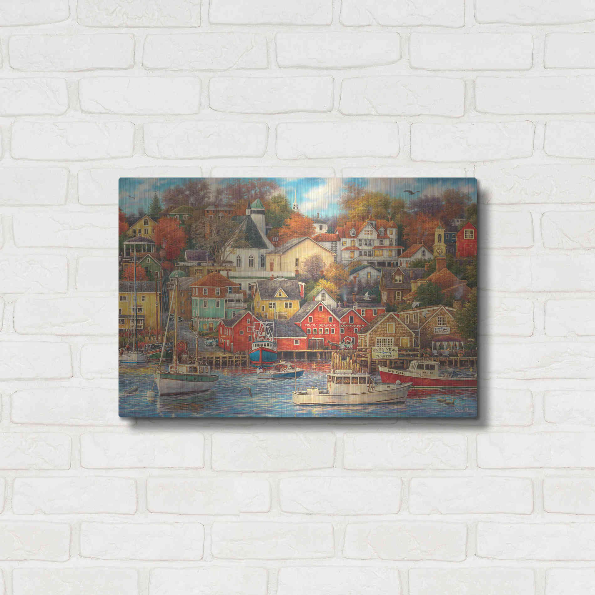 Luxe Metal Art 'Good Times Harbor' by Chuck Pinson, Metal Wall Art,24x16