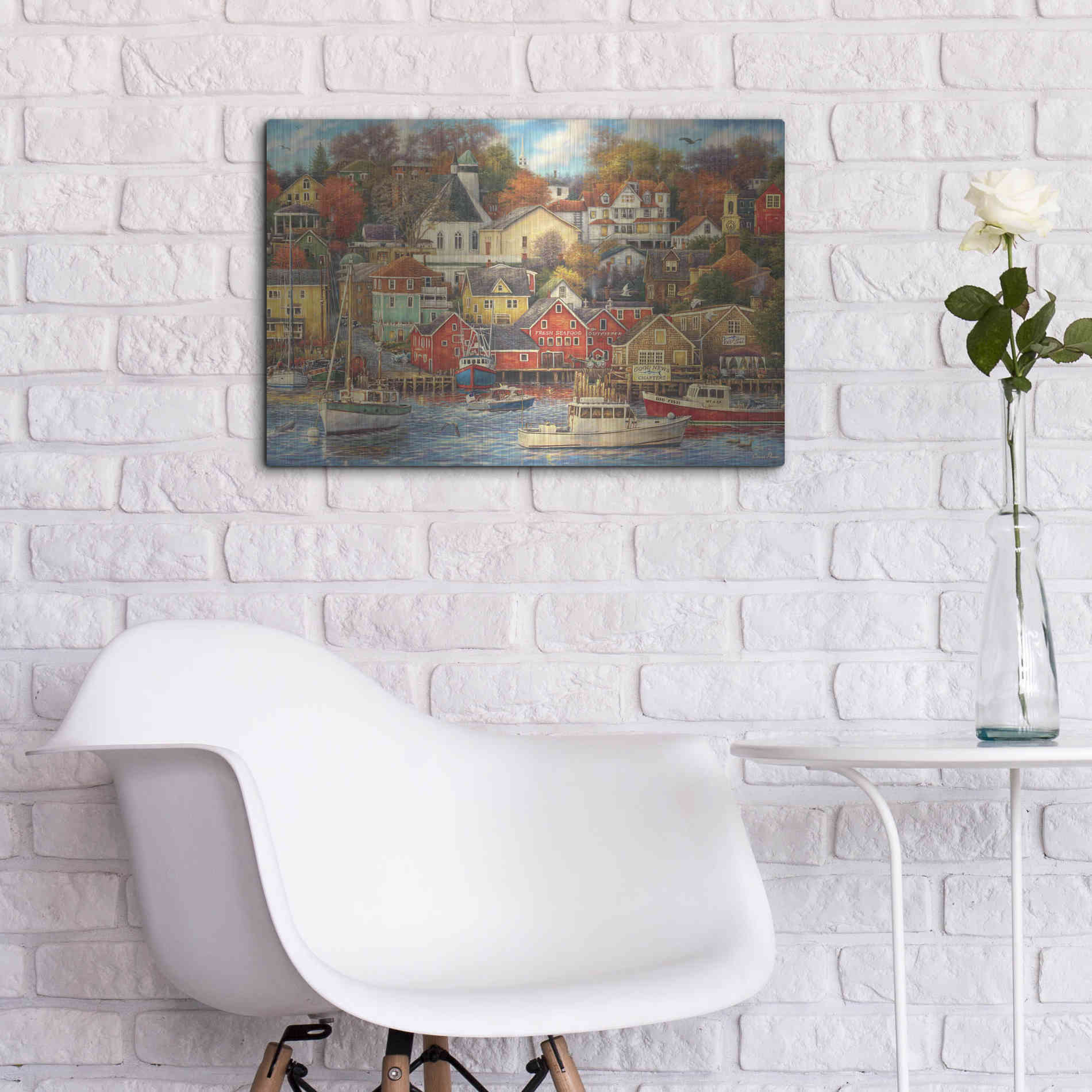 Luxe Metal Art 'Good Times Harbor' by Chuck Pinson, Metal Wall Art,24x16