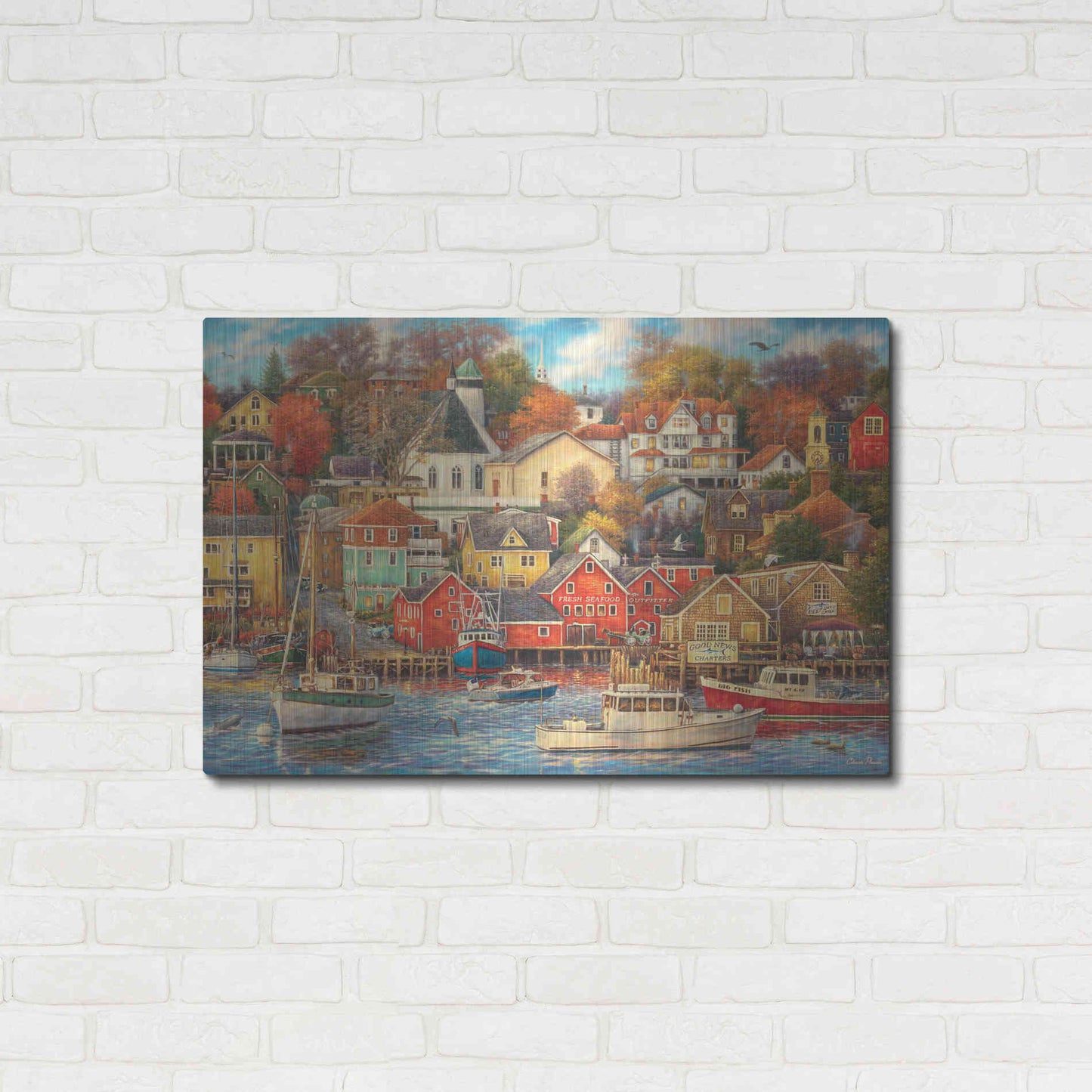 Luxe Metal Art 'Good Times Harbor' by Chuck Pinson, Metal Wall Art,36x24