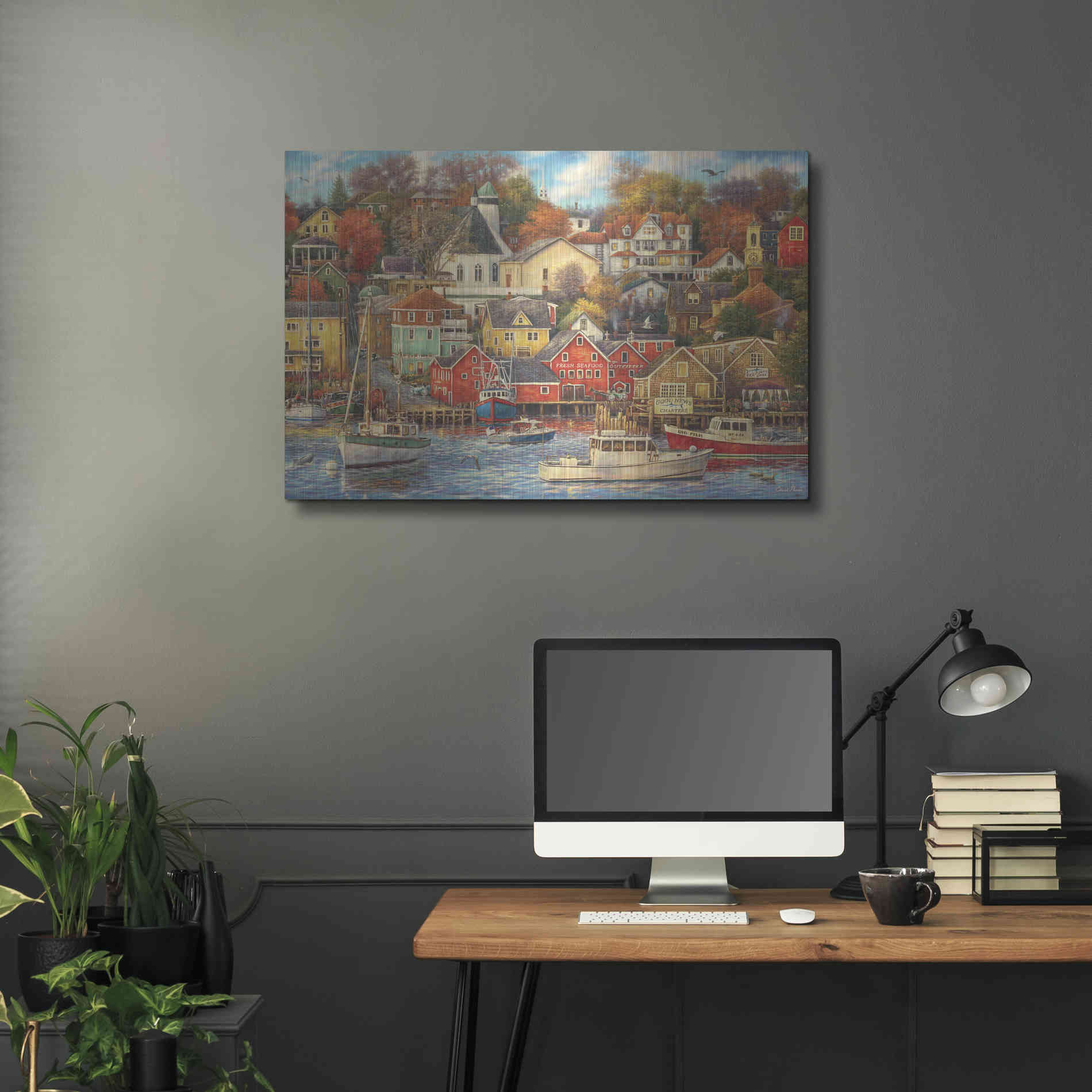 Luxe Metal Art 'Good Times Harbor' by Chuck Pinson, Metal Wall Art,36x24