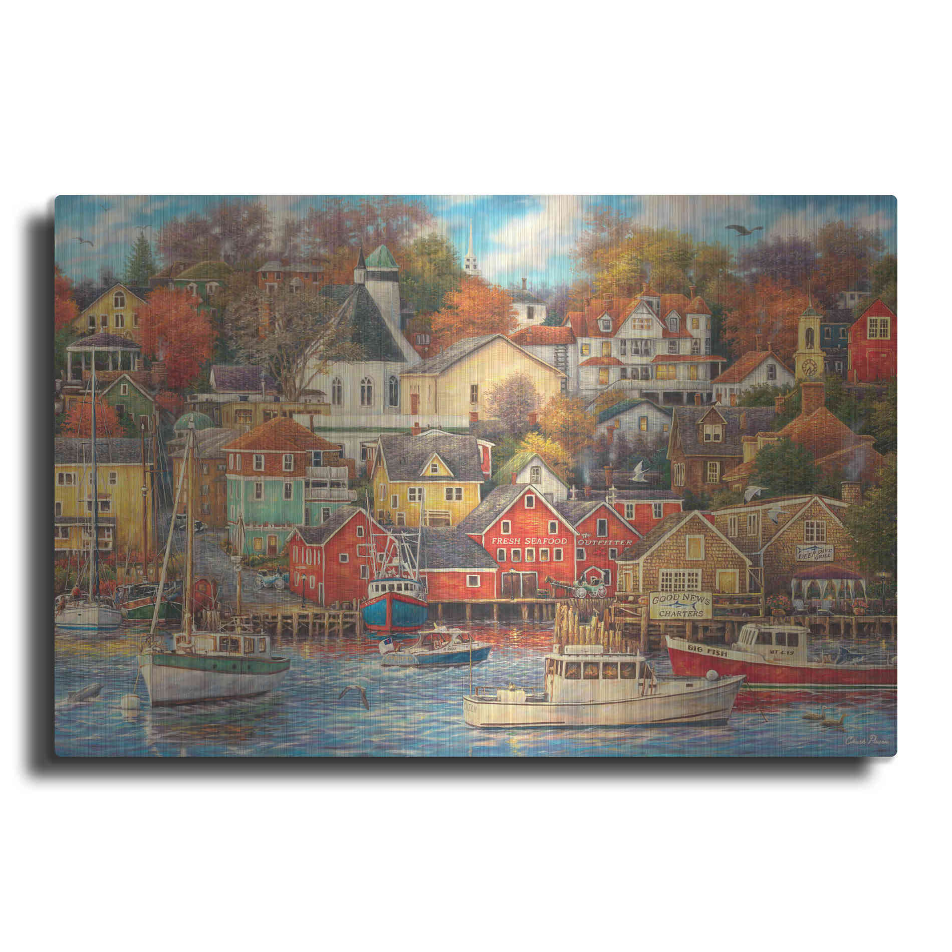 Luxe Metal Art 'Good Times Harbor' by Chuck Pinson, Metal Wall Art