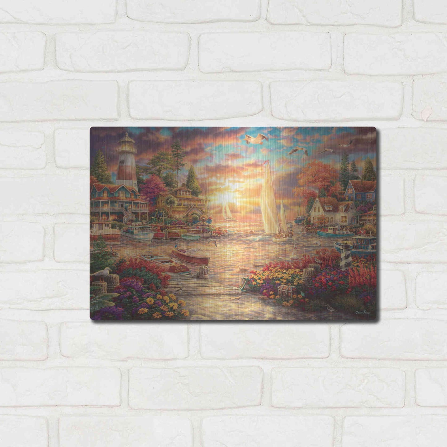 Luxe Metal Art 'Into the Sunset' by Chuck Pinson, Metal Wall Art,16x12