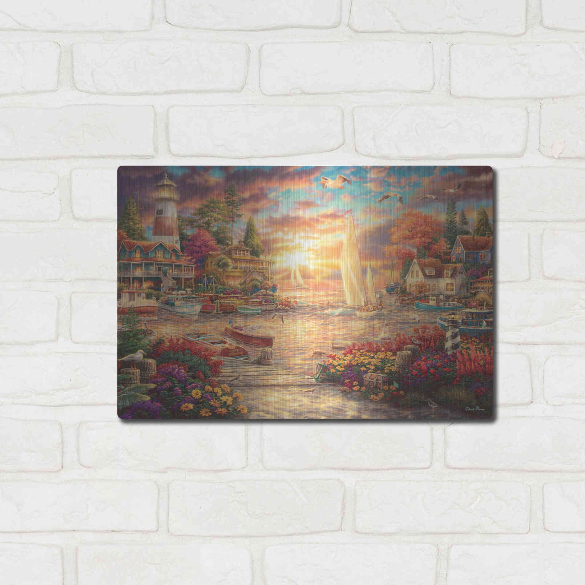 Luxe Metal Art 'Into the Sunset' by Chuck Pinson, Metal Wall Art,16x12