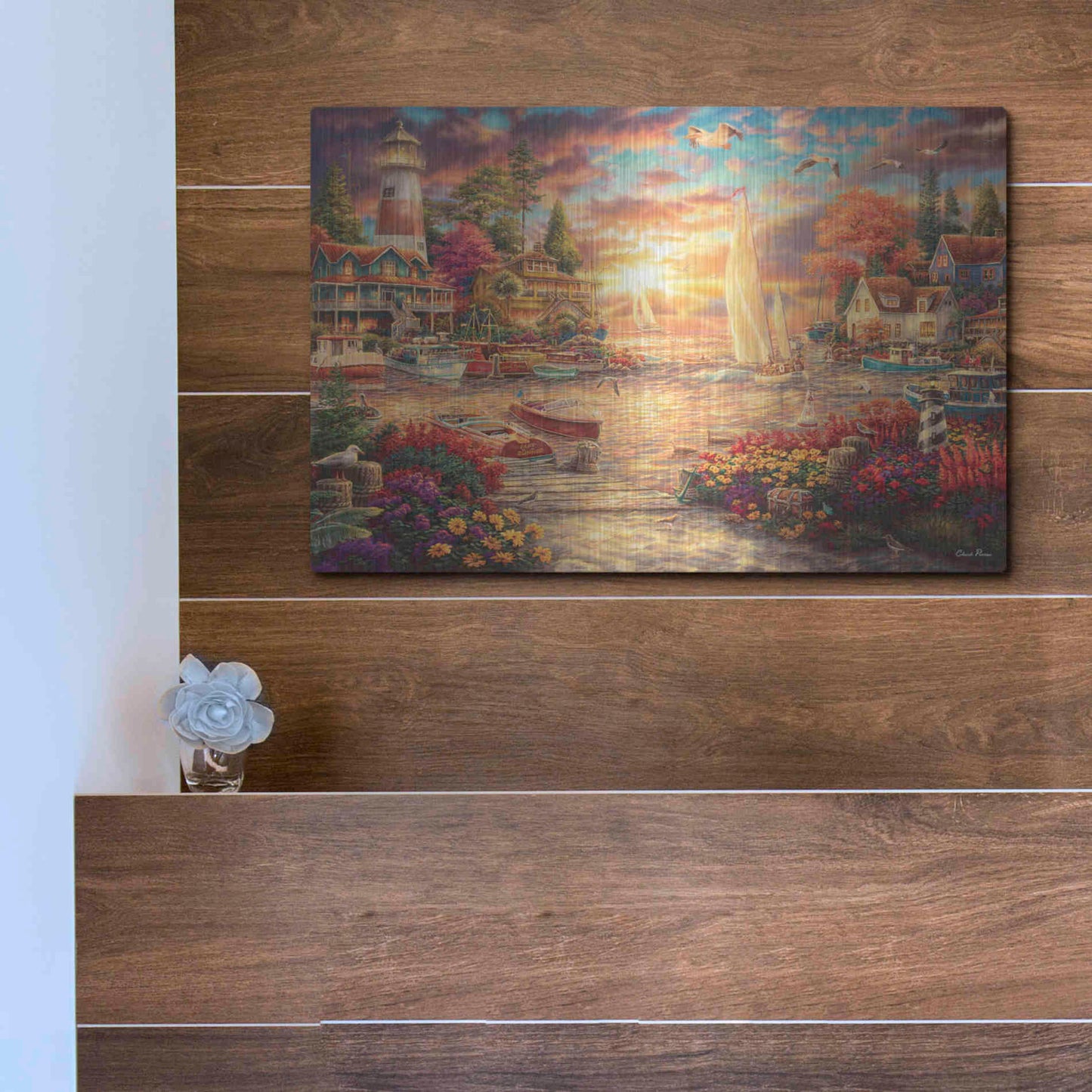 Luxe Metal Art 'Into the Sunset' by Chuck Pinson, Metal Wall Art,16x12