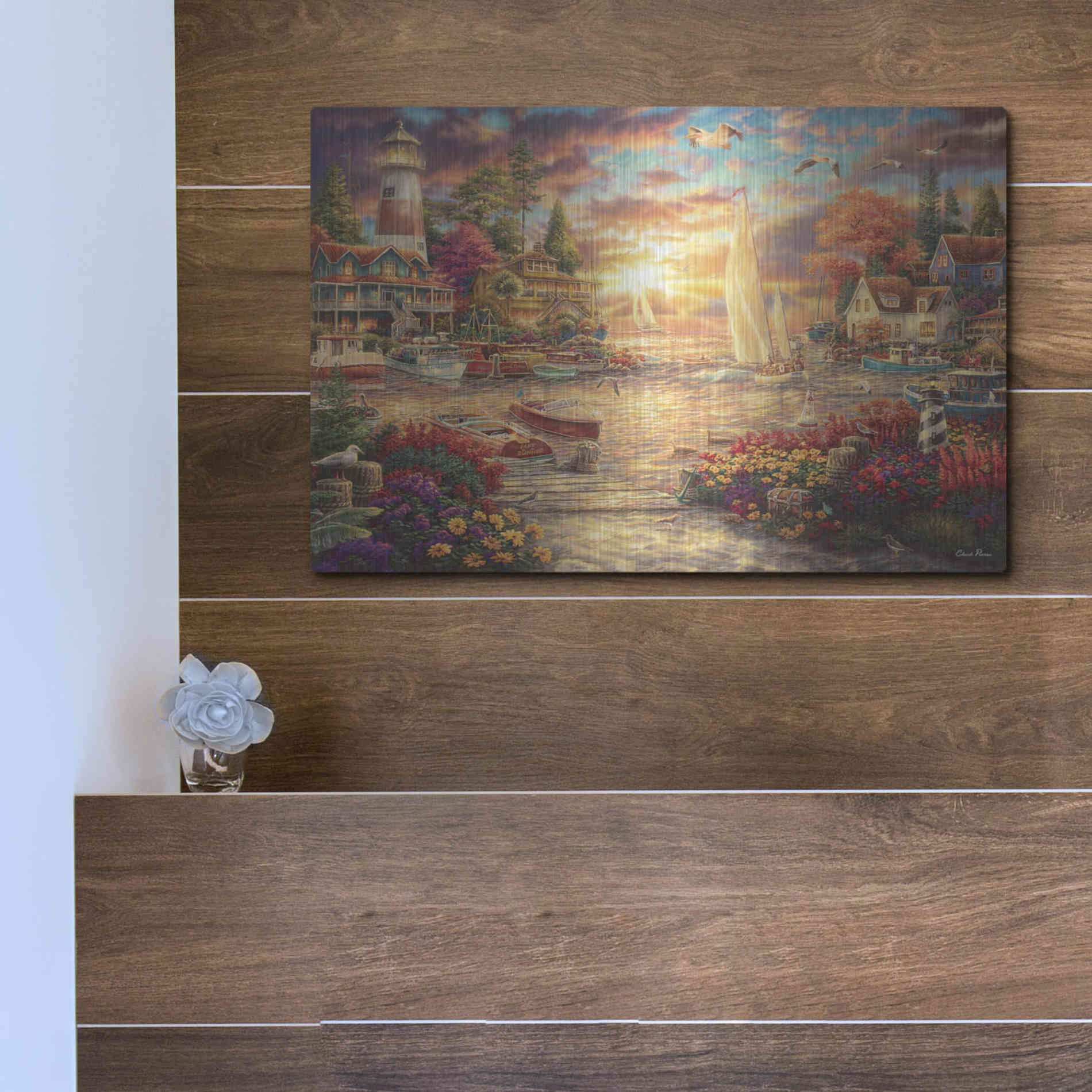 Luxe Metal Art 'Into the Sunset' by Chuck Pinson, Metal Wall Art,16x12