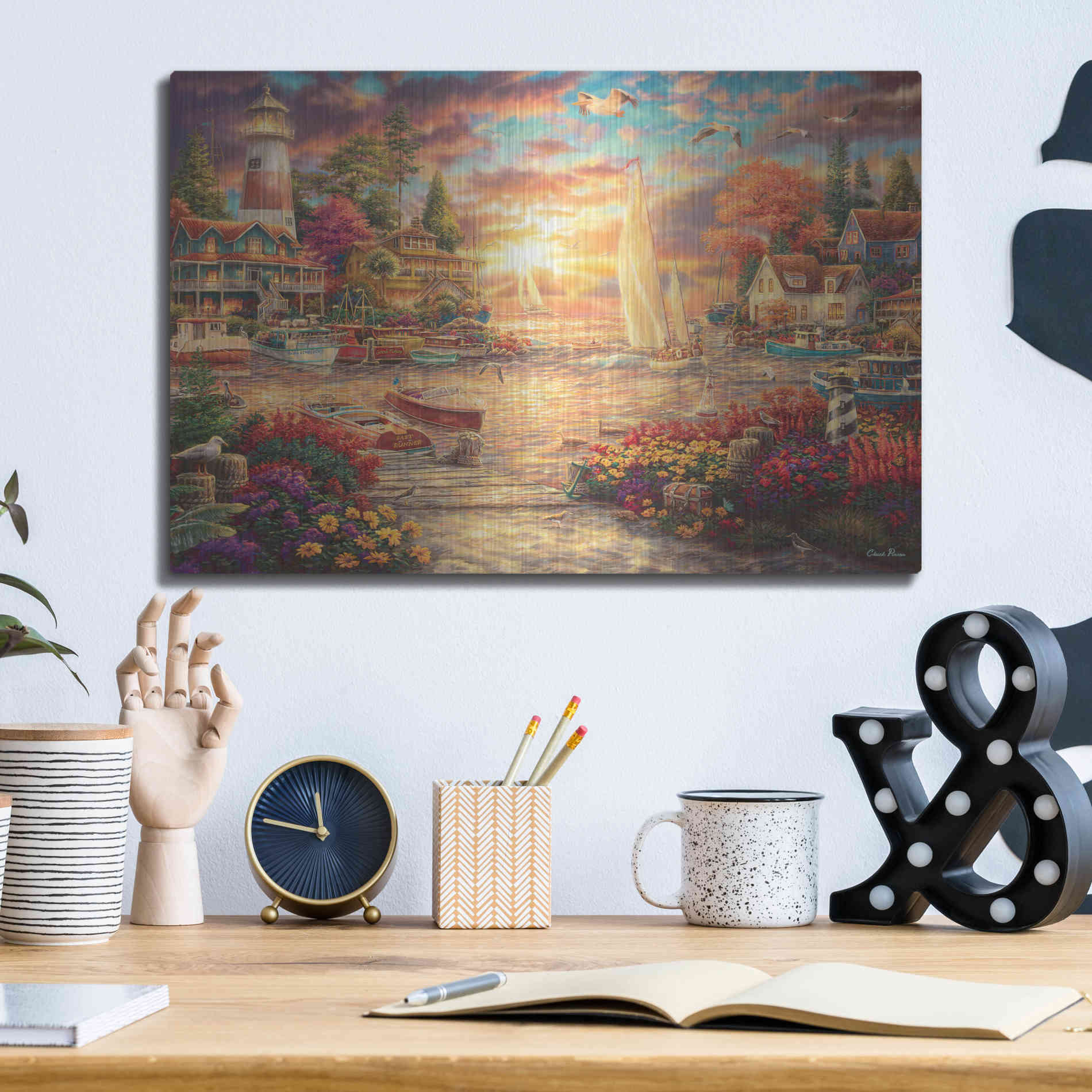 Luxe Metal Art 'Into the Sunset' by Chuck Pinson, Metal Wall Art,16x12