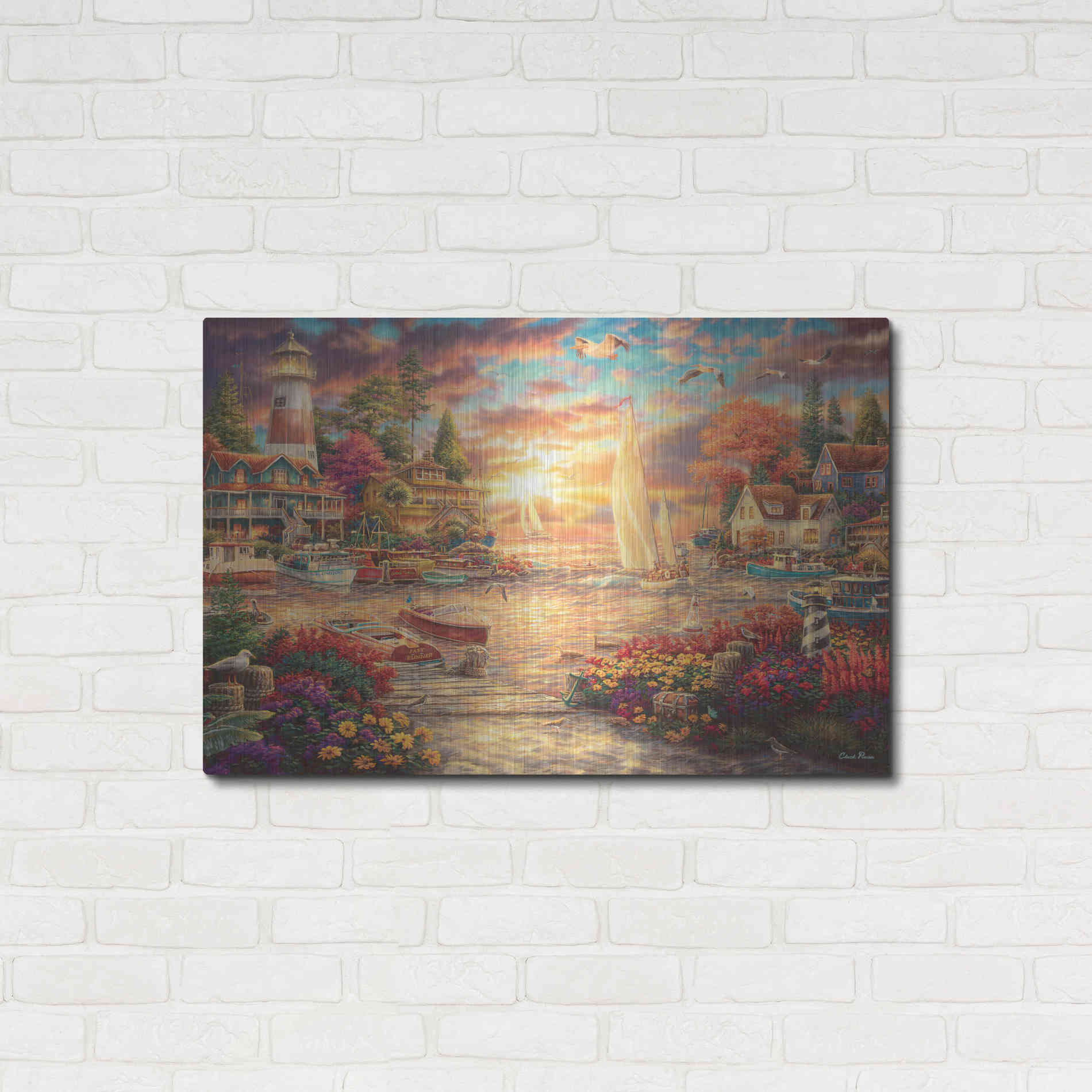 Luxe Metal Art 'Into the Sunset' by Chuck Pinson, Metal Wall Art,36x24