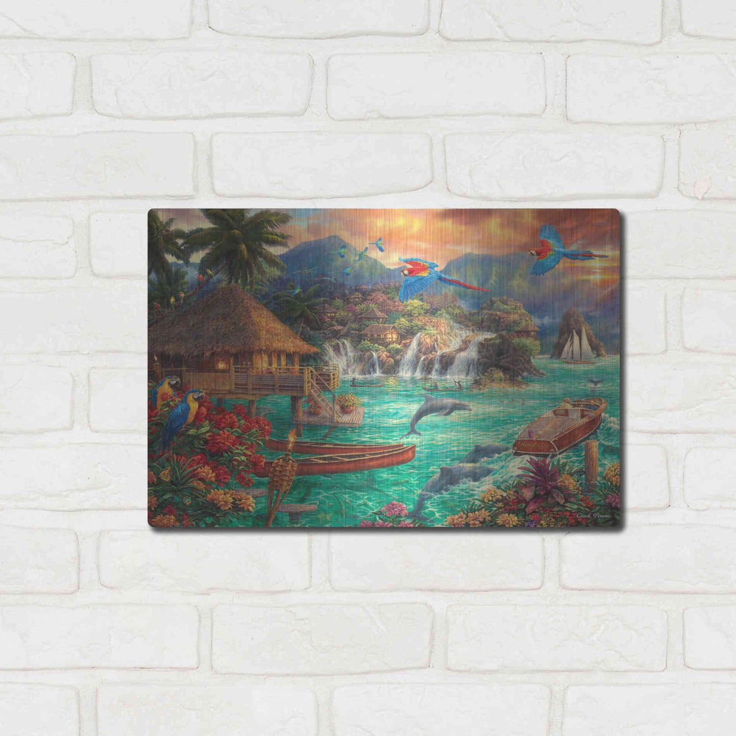 Luxe Metal Art 'Island Life' by Chuck Pinson, Metal Wall Art,16x12