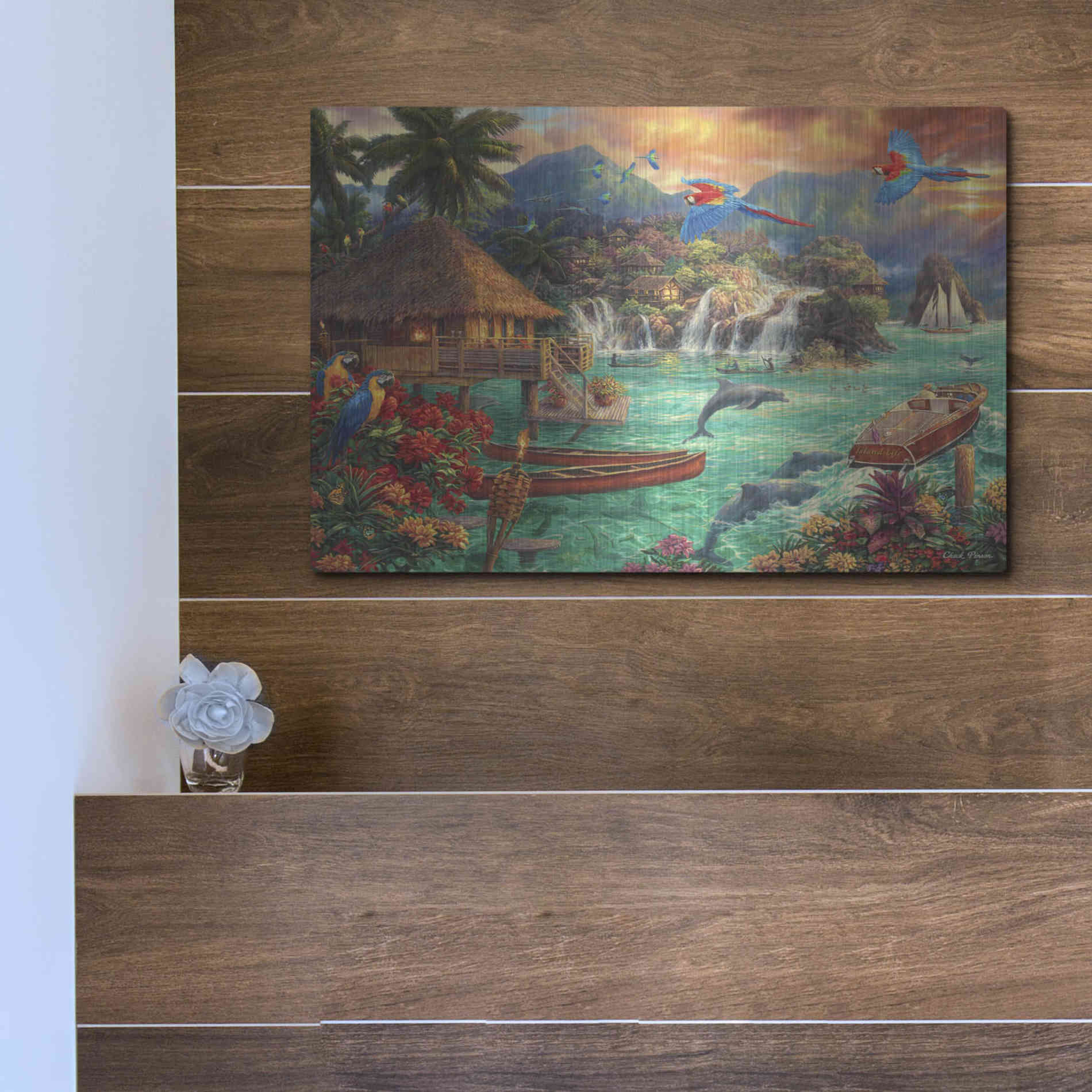 Luxe Metal Art 'Island Life' by Chuck Pinson, Metal Wall Art,16x12