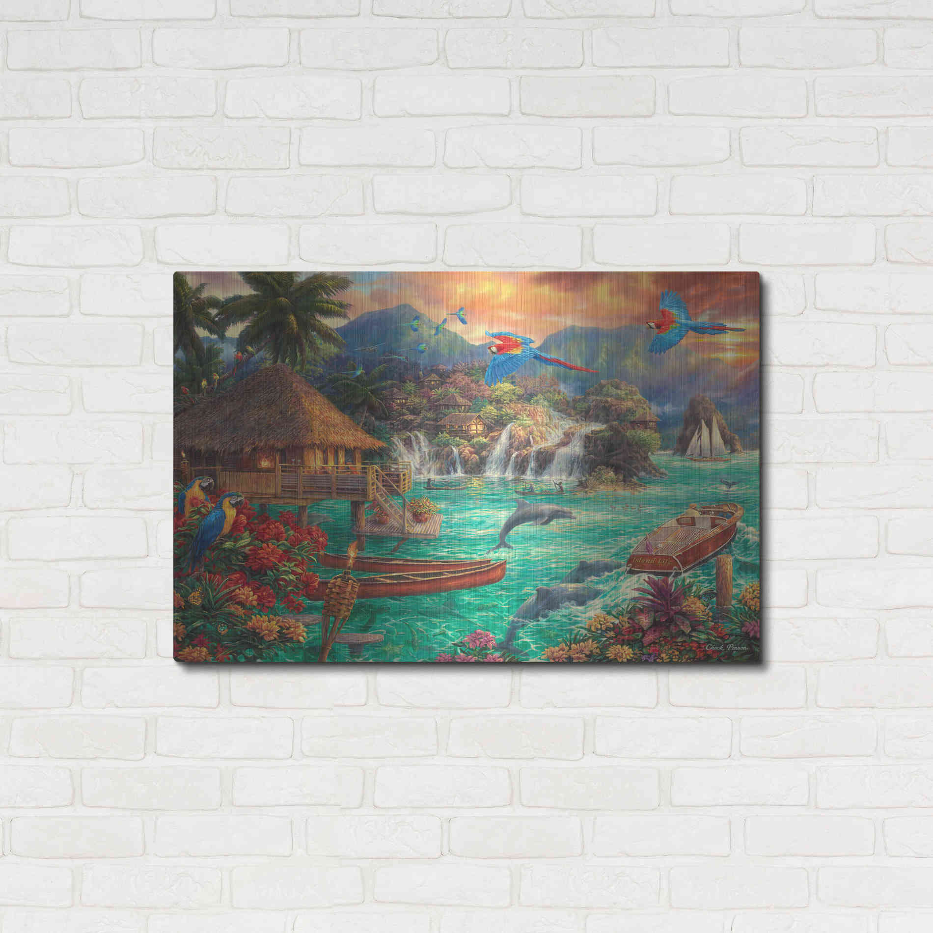 Luxe Metal Art 'Island Life' by Chuck Pinson, Metal Wall Art,36x24