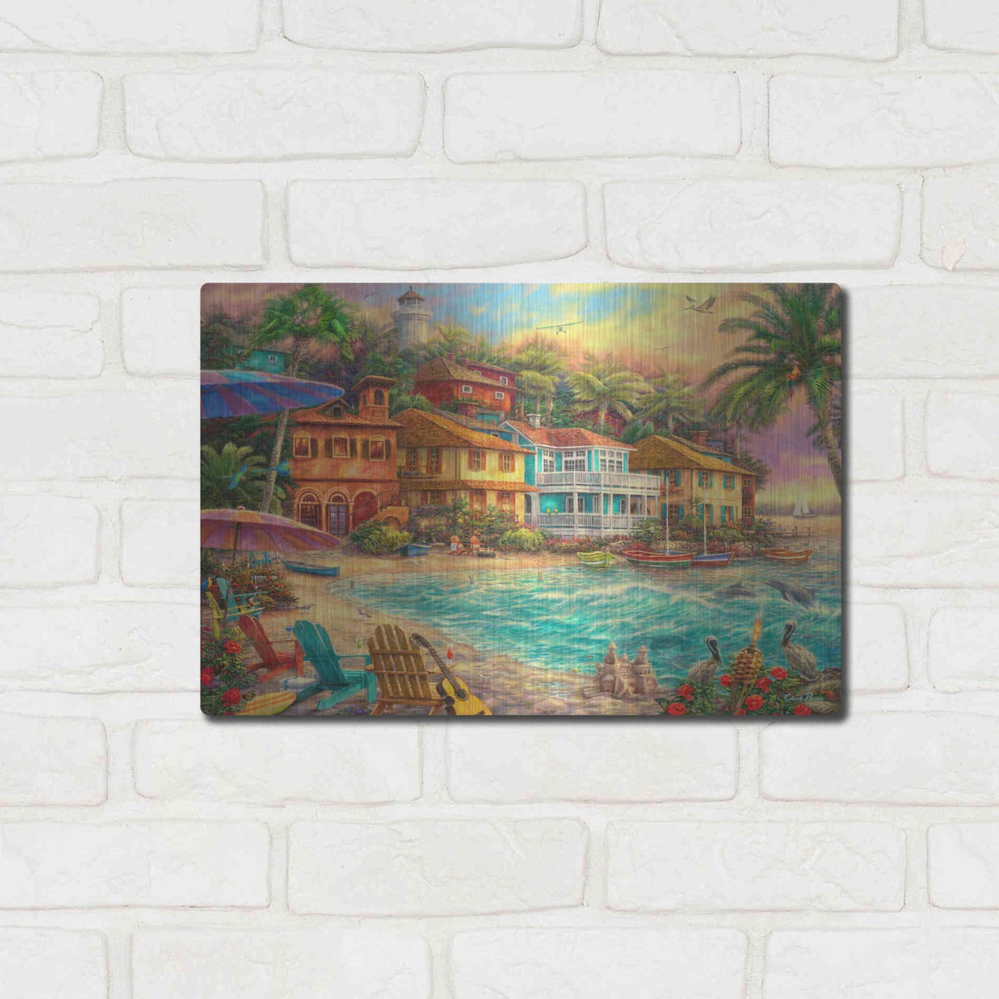Luxe Metal Art 'Island Time' by Chuck Pinson, Metal Wall Art,16x12