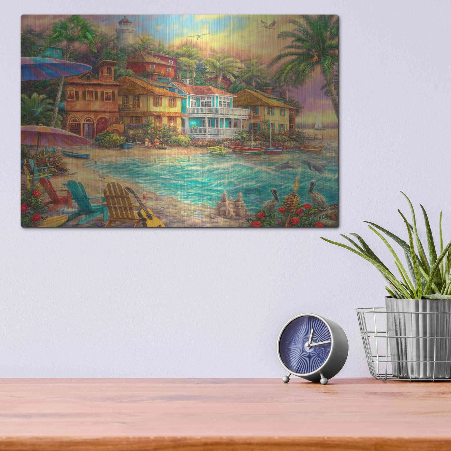Luxe Metal Art 'Island Time' by Chuck Pinson, Metal Wall Art,16x12