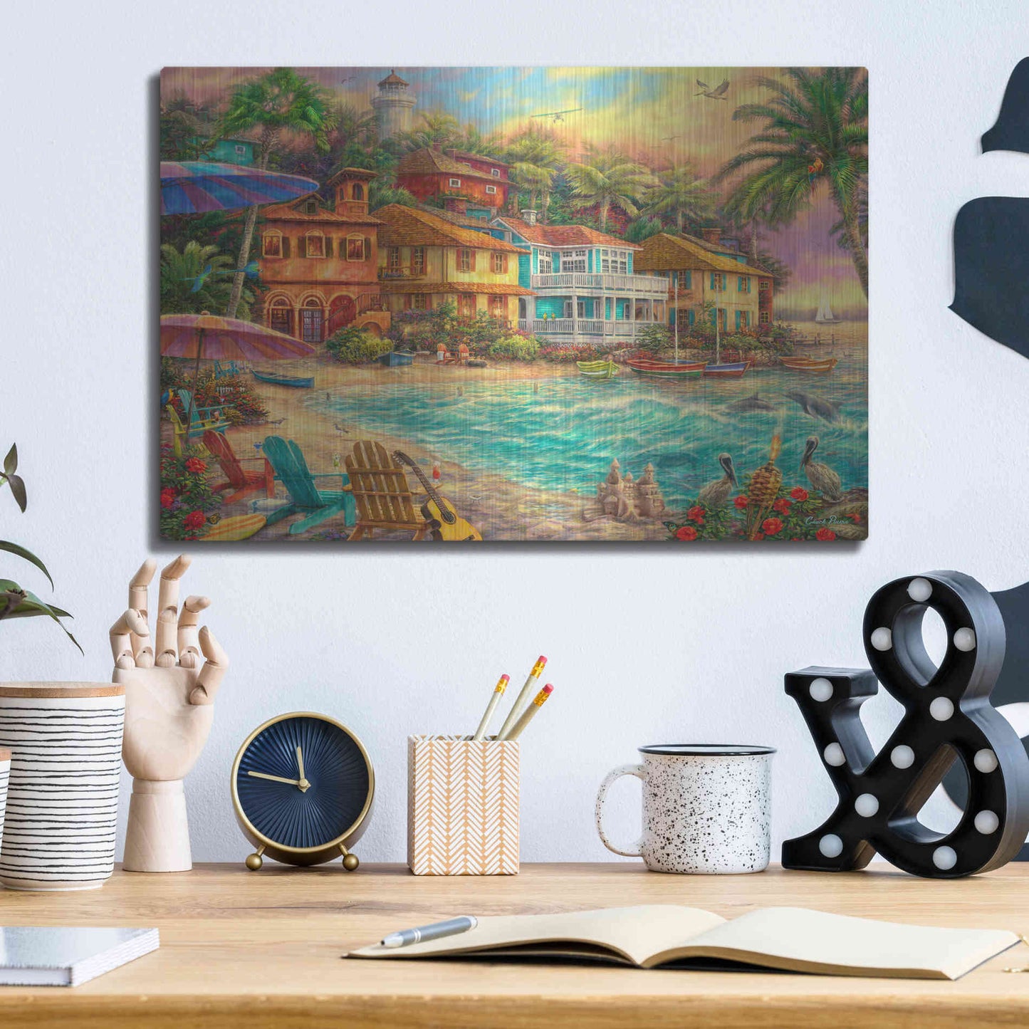 Luxe Metal Art 'Island Time' by Chuck Pinson, Metal Wall Art,16x12