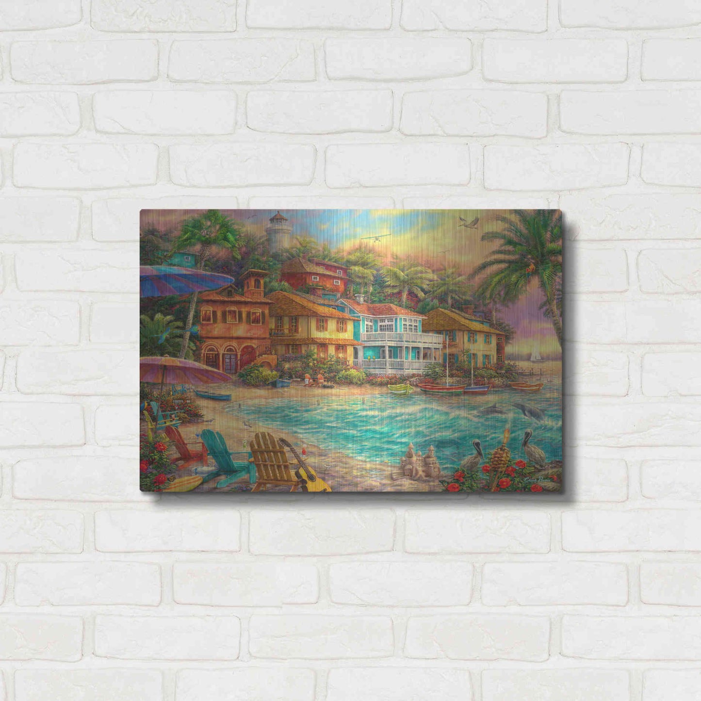 Luxe Metal Art 'Island Time' by Chuck Pinson, Metal Wall Art,24x16