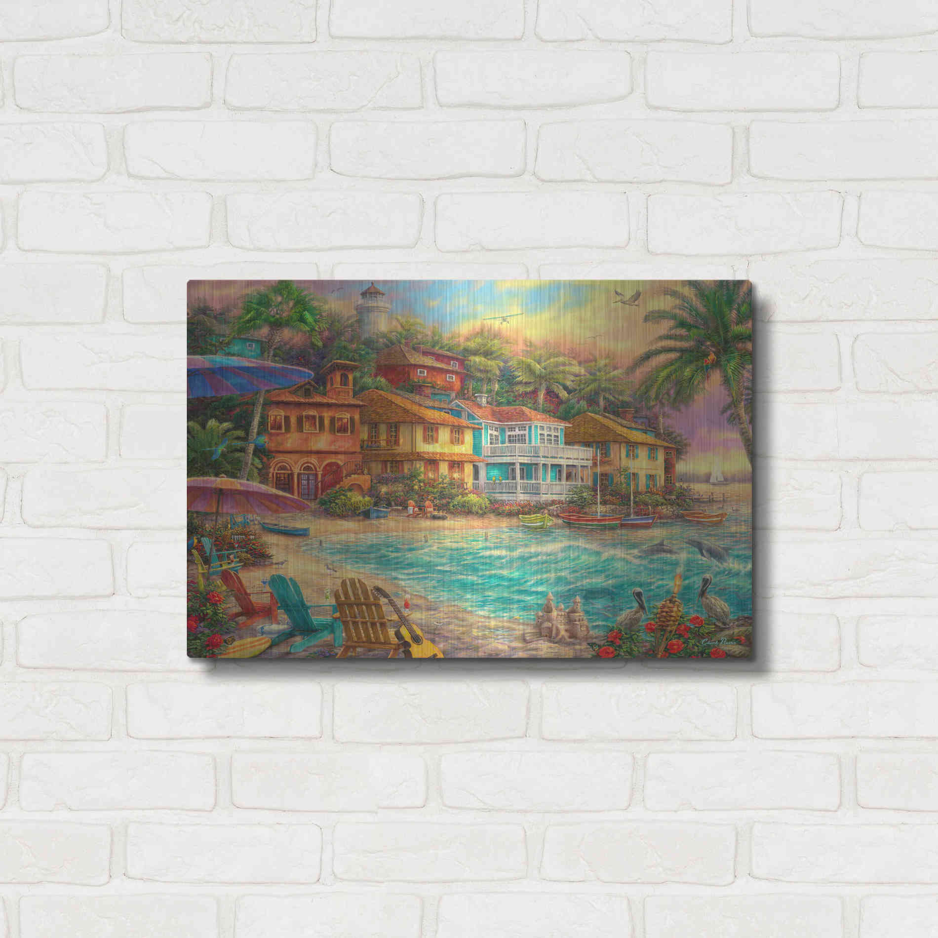 Luxe Metal Art 'Island Time' by Chuck Pinson, Metal Wall Art,24x16