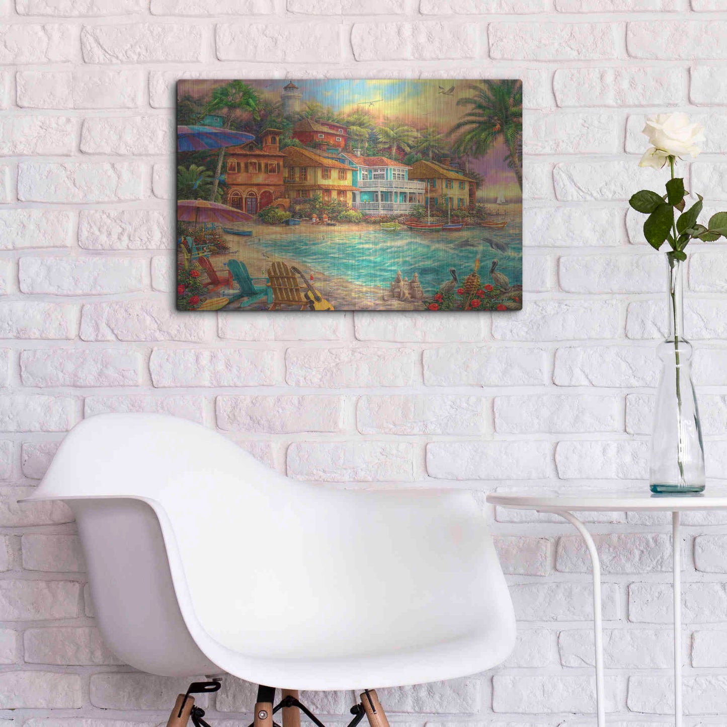 Luxe Metal Art 'Island Time' by Chuck Pinson, Metal Wall Art,24x16